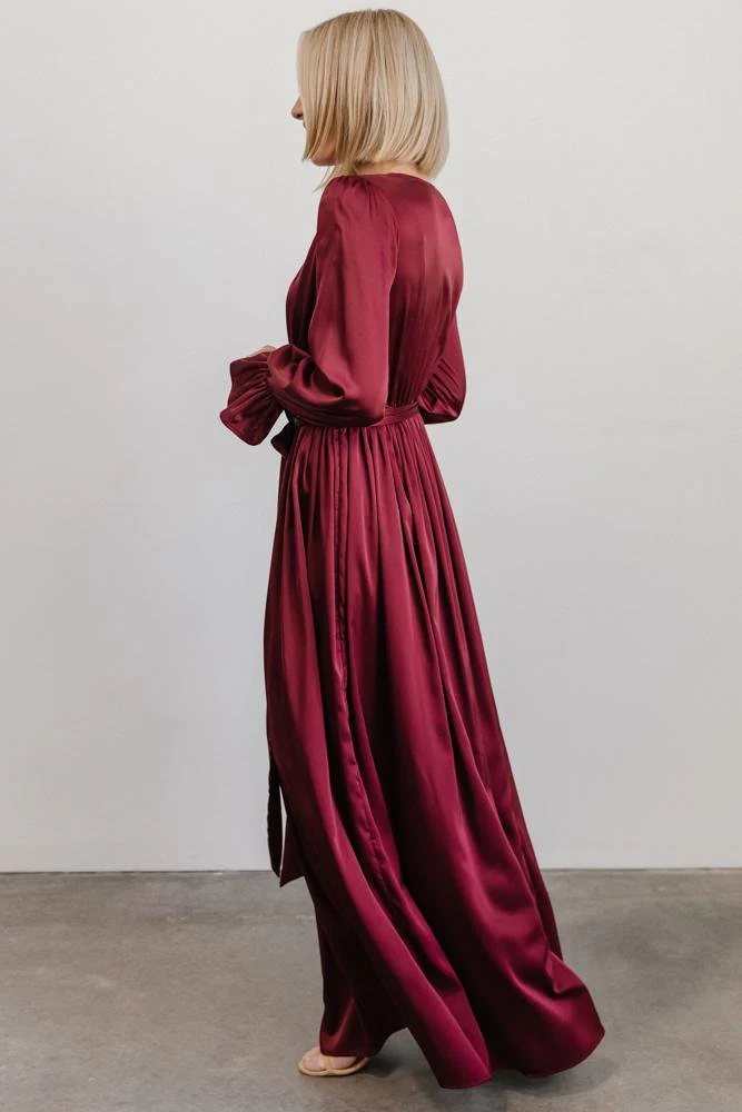 Holly Satin Maxi Dress | Cranberry