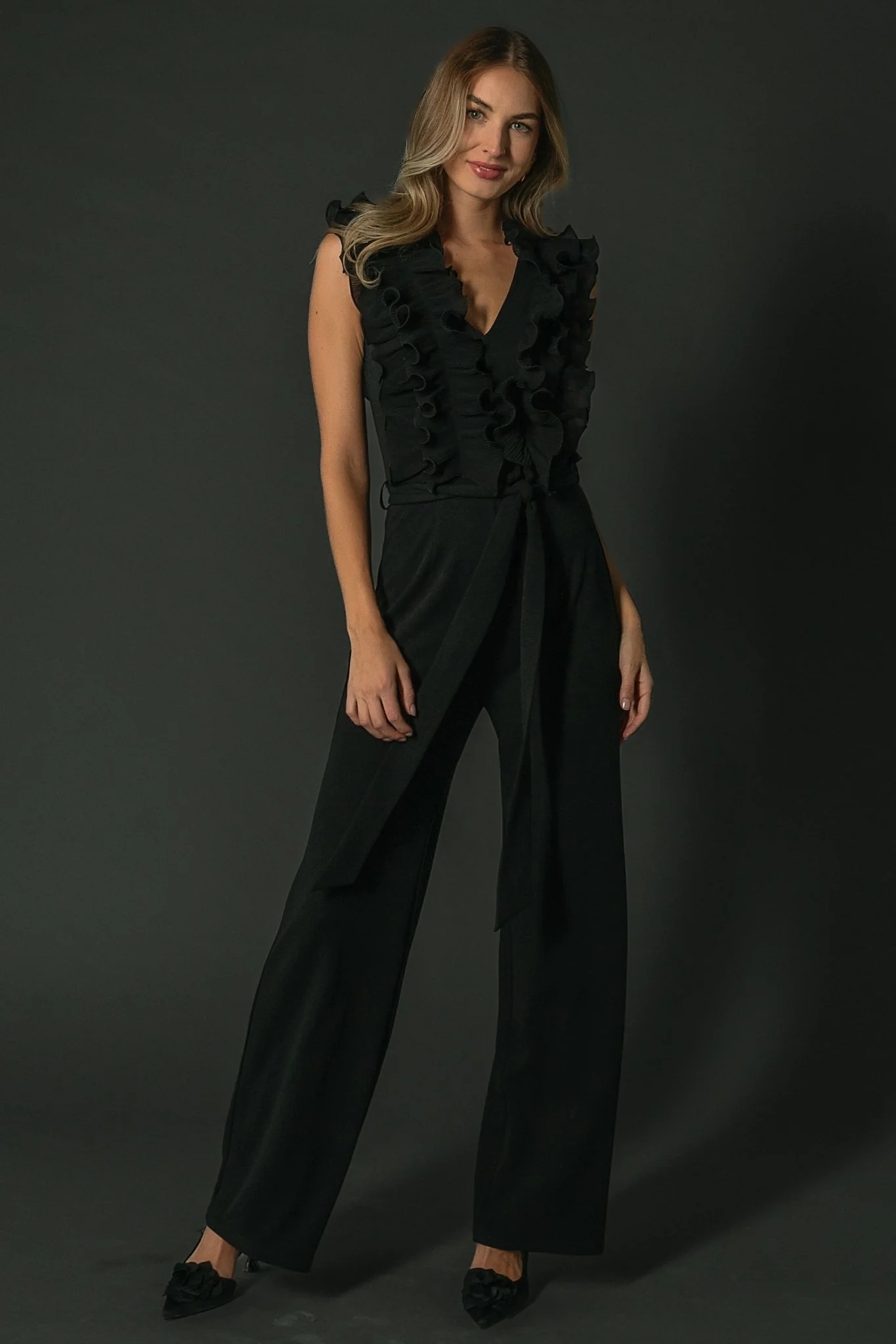 Tyra Ruffle Tank Jumpsuit | Black