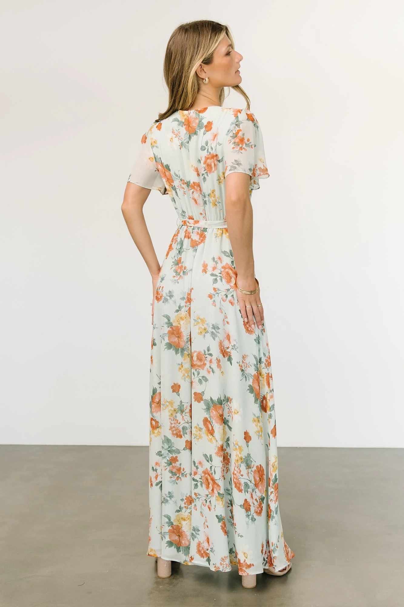 Naomi Short Sleeve Maxi Dress | Sage Floral