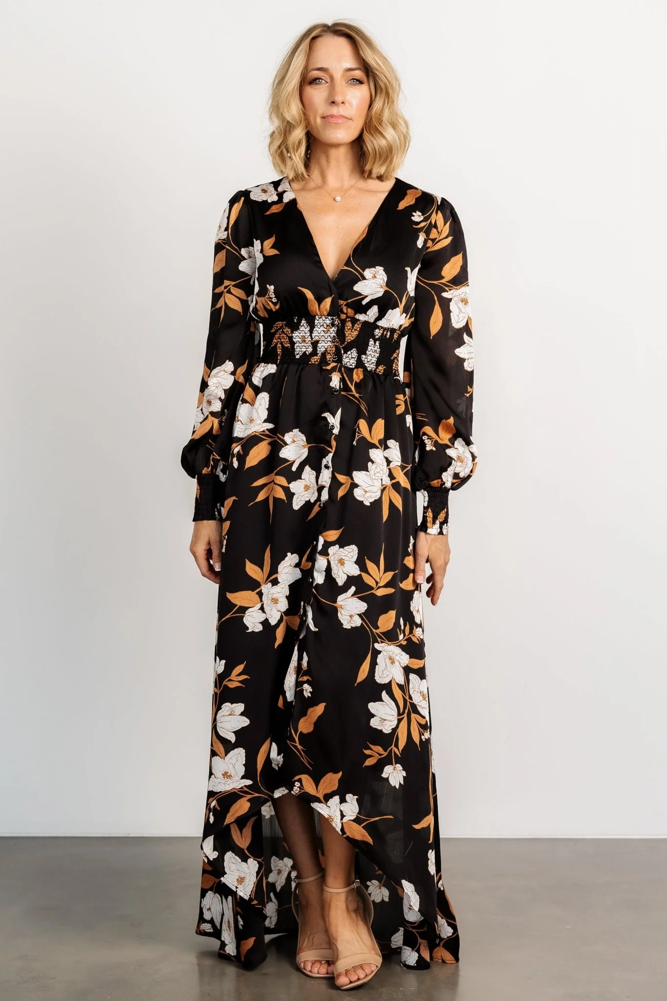 Mayfair High Low Maxi Dress | Black Floral