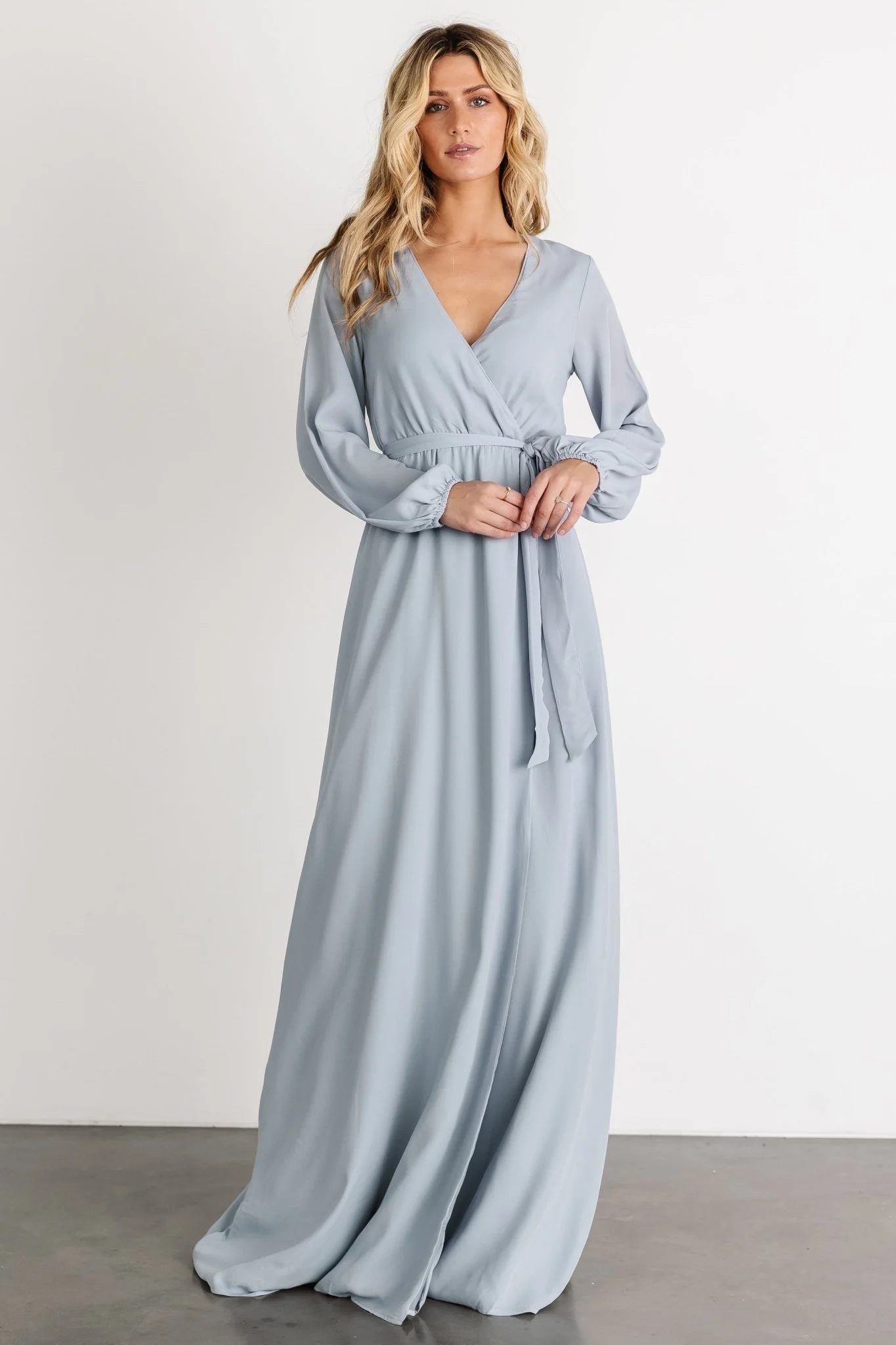Breanne Faux Wrap Maxi Dress | Light Blue
