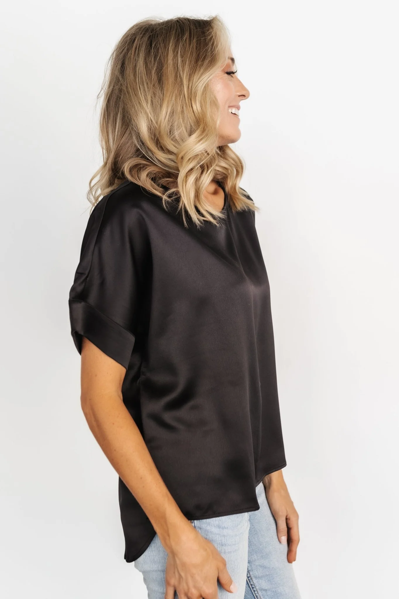 Rory Satin Top | Black