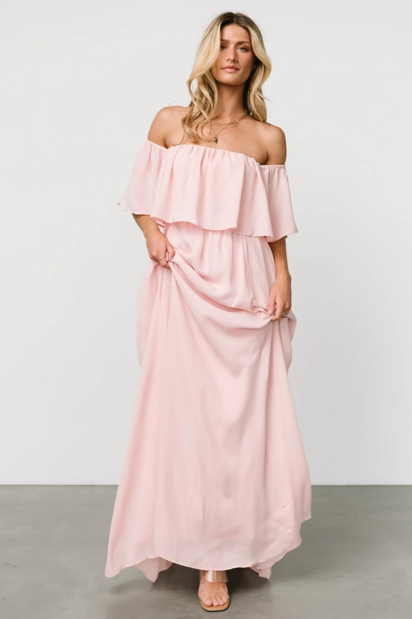 Diana Off Shoulder Maxi Dress | Blush