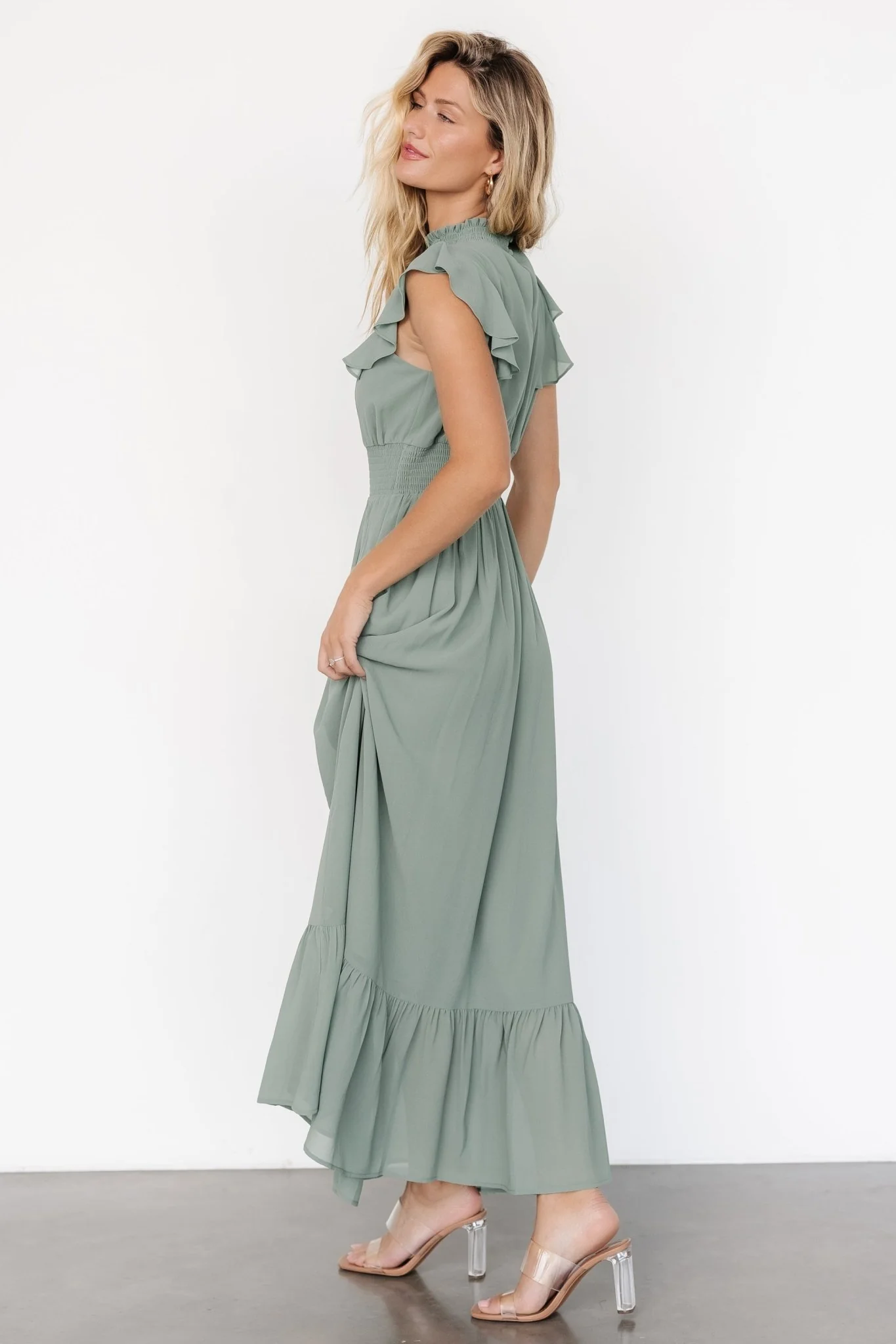 Kearny Ruffle Maxi Dress | Eucalyptus