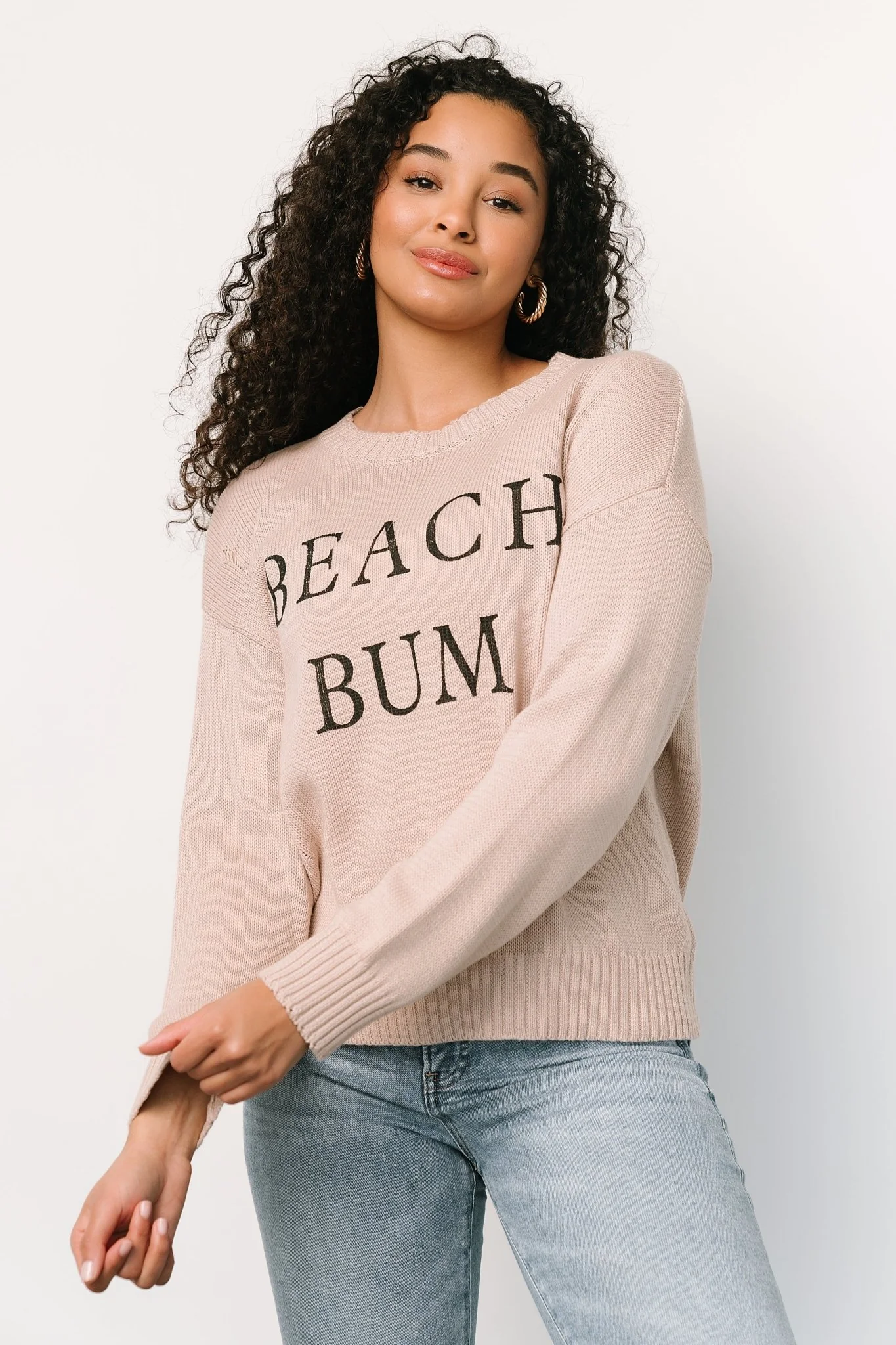 Beach Bum Knit Sweater Top | Sand