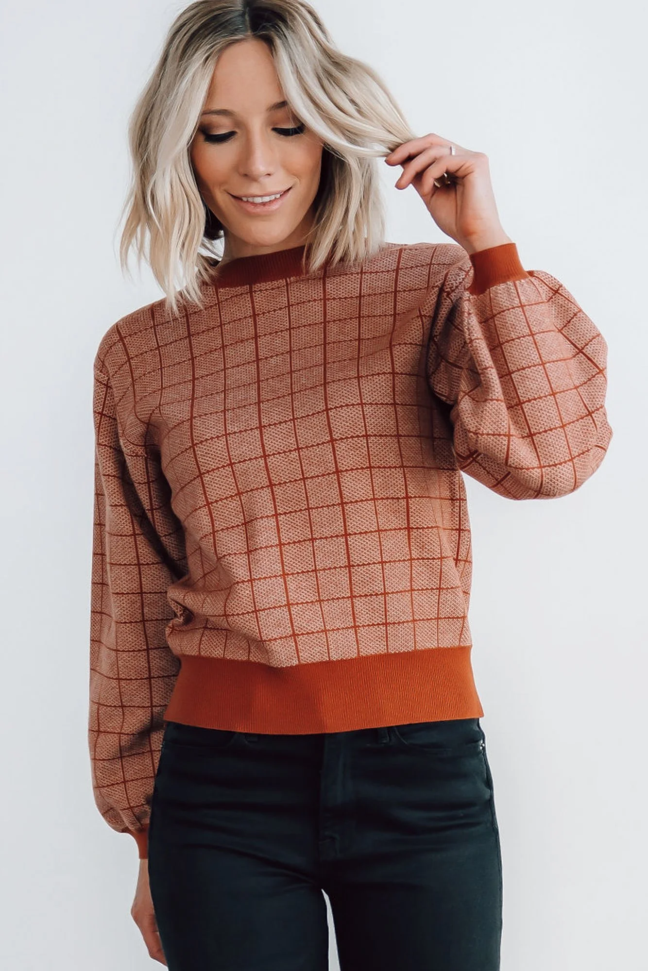 Ryland Bubble Sleeve Sweater | Rust