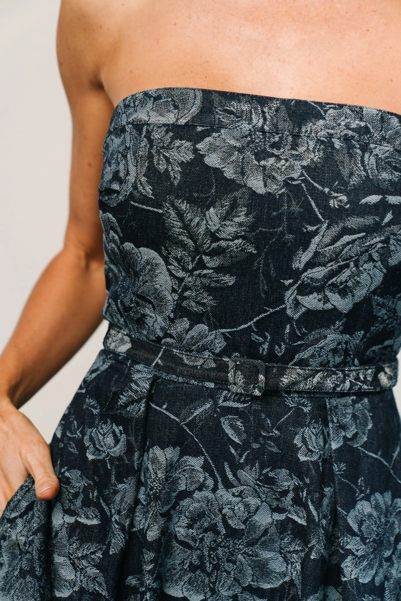 Darlene Strapless Denim Dress | Dark Blue