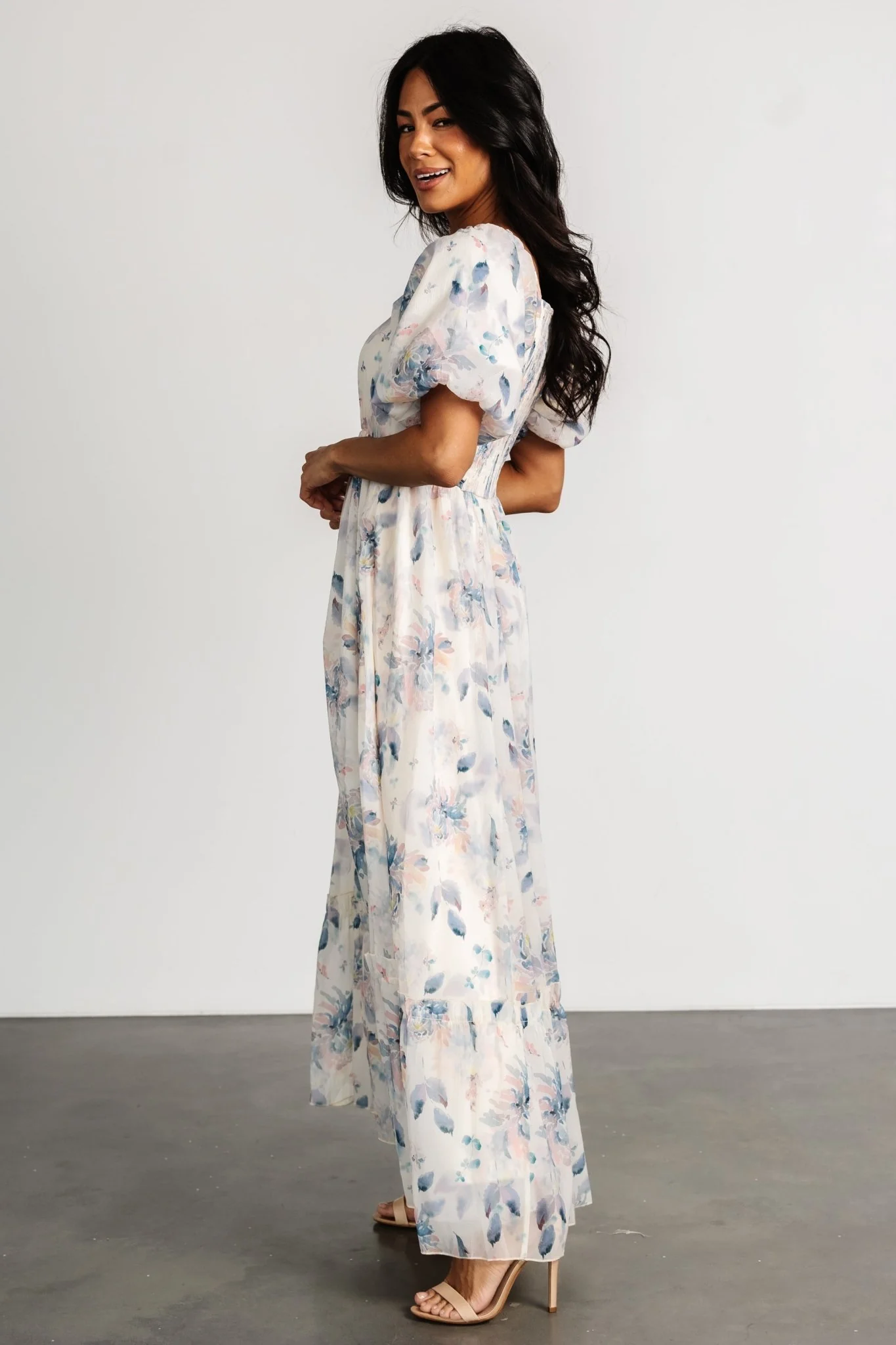 Dalia Maxi Dress | Cream + Blue Floral