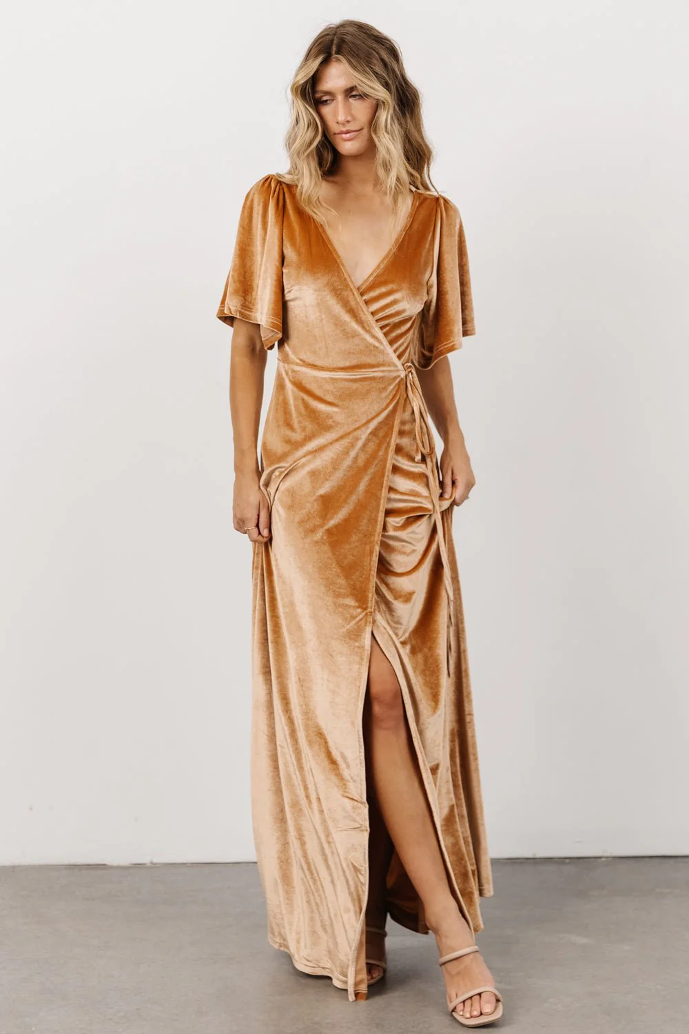 Meghan Velvet Wrap Maxi Dress | Golden Hour