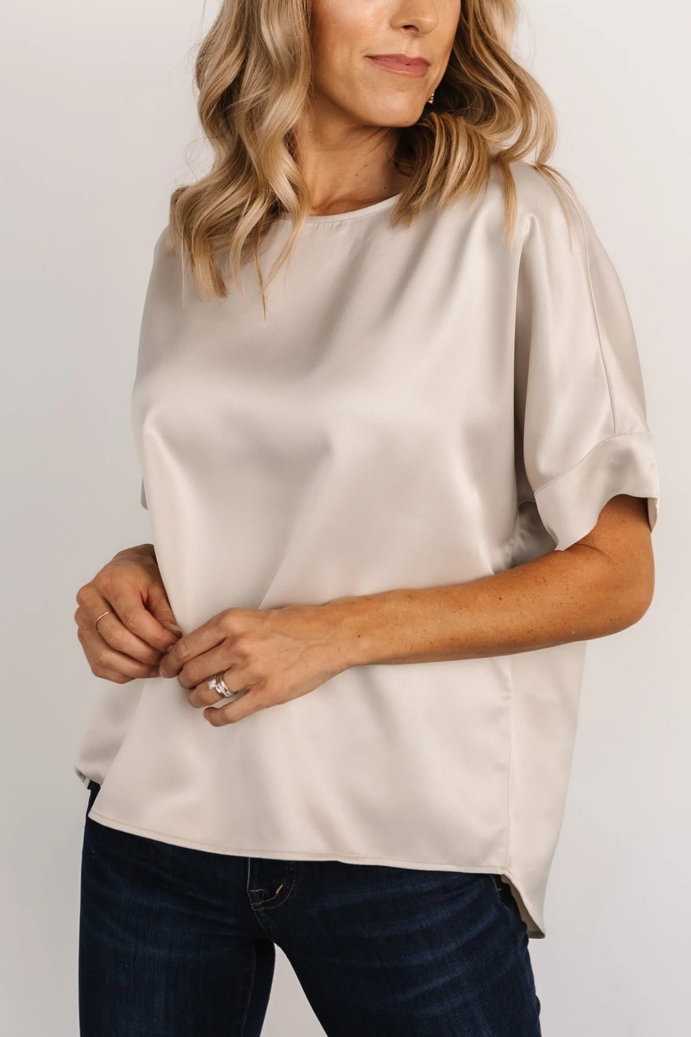 Rory Satin Top | Pearl
