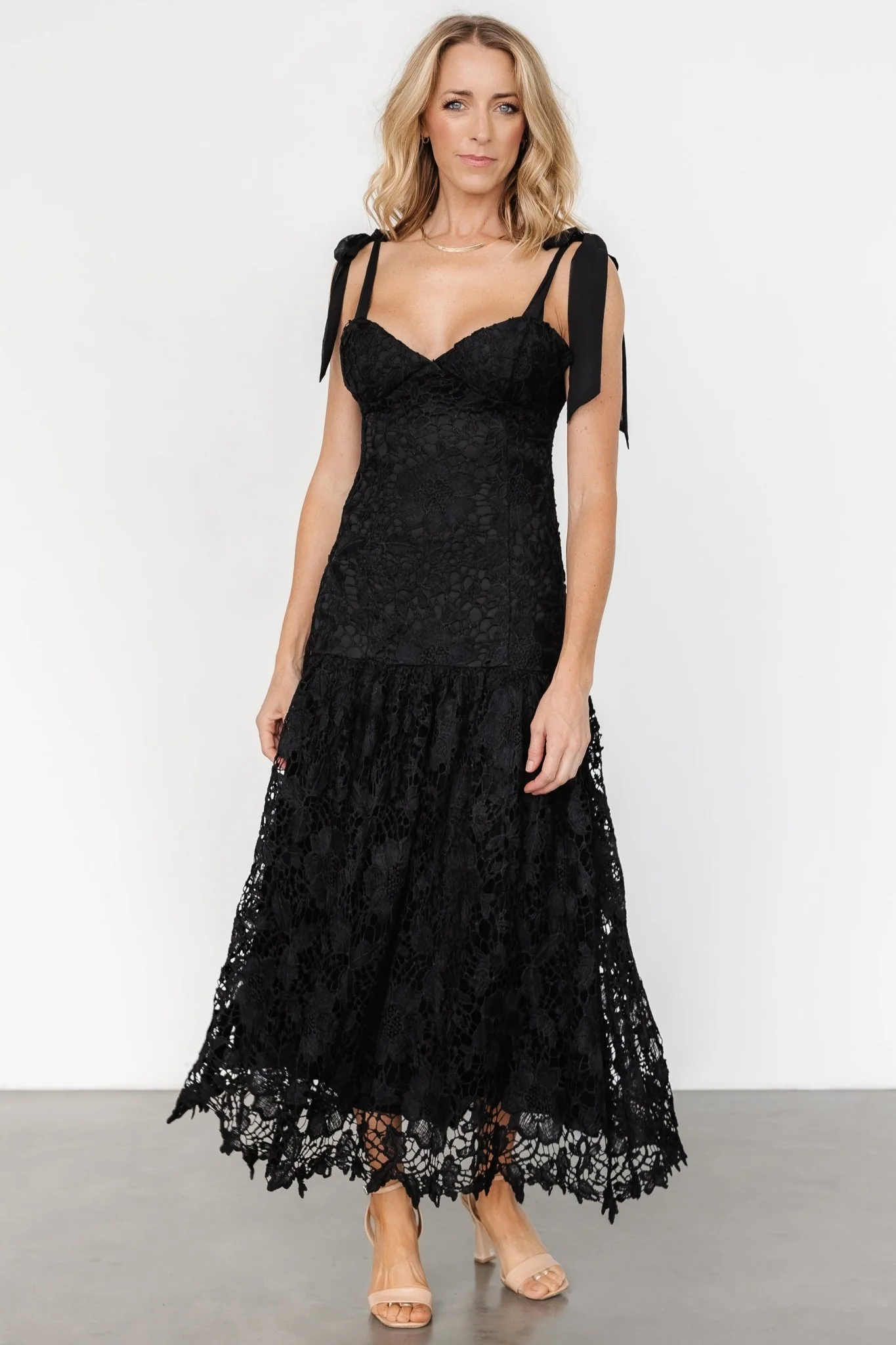 Monte Carlo Lace Midi Dress | Black