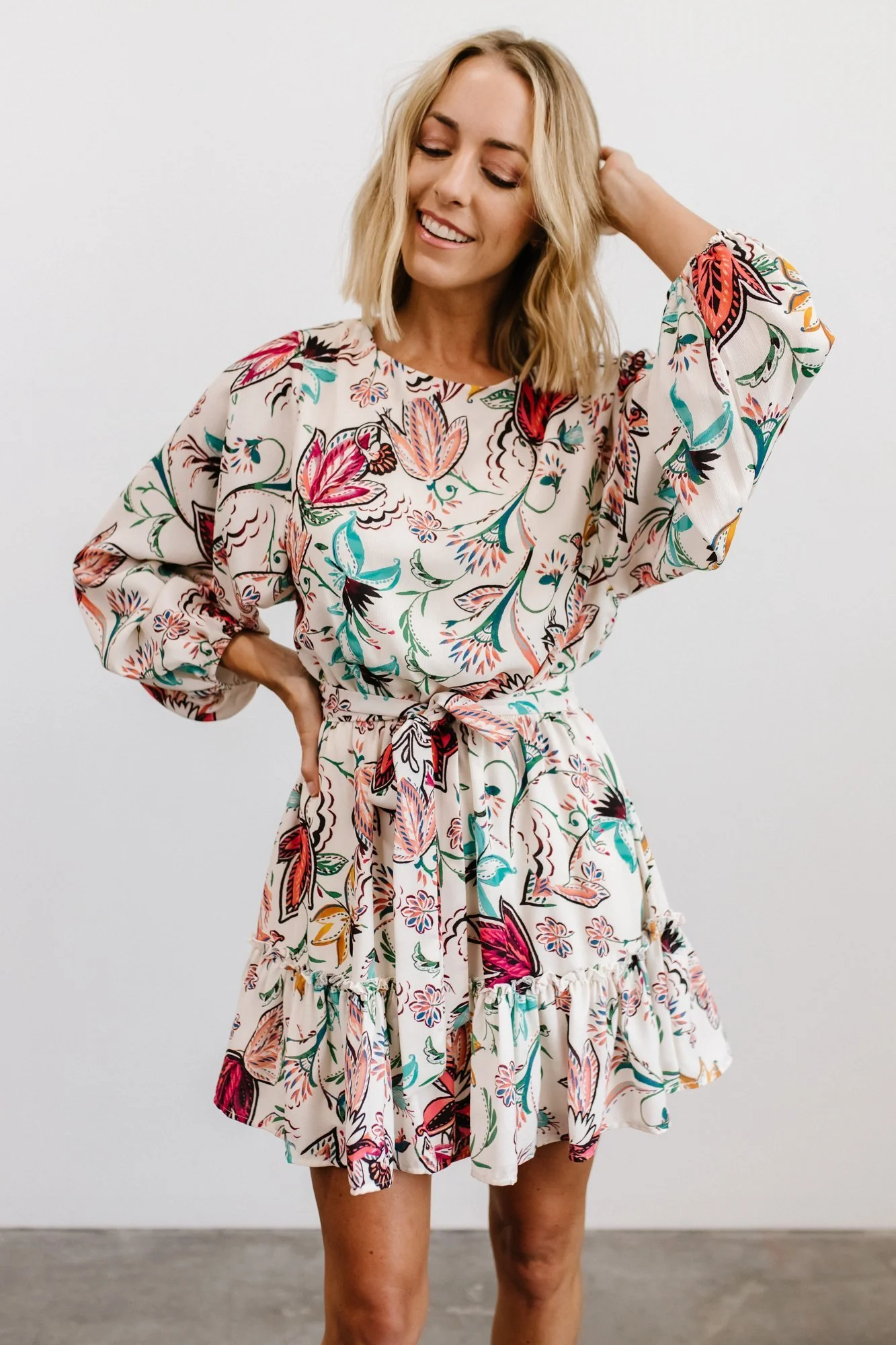 Tally Mini Dress | Off White Multi Print