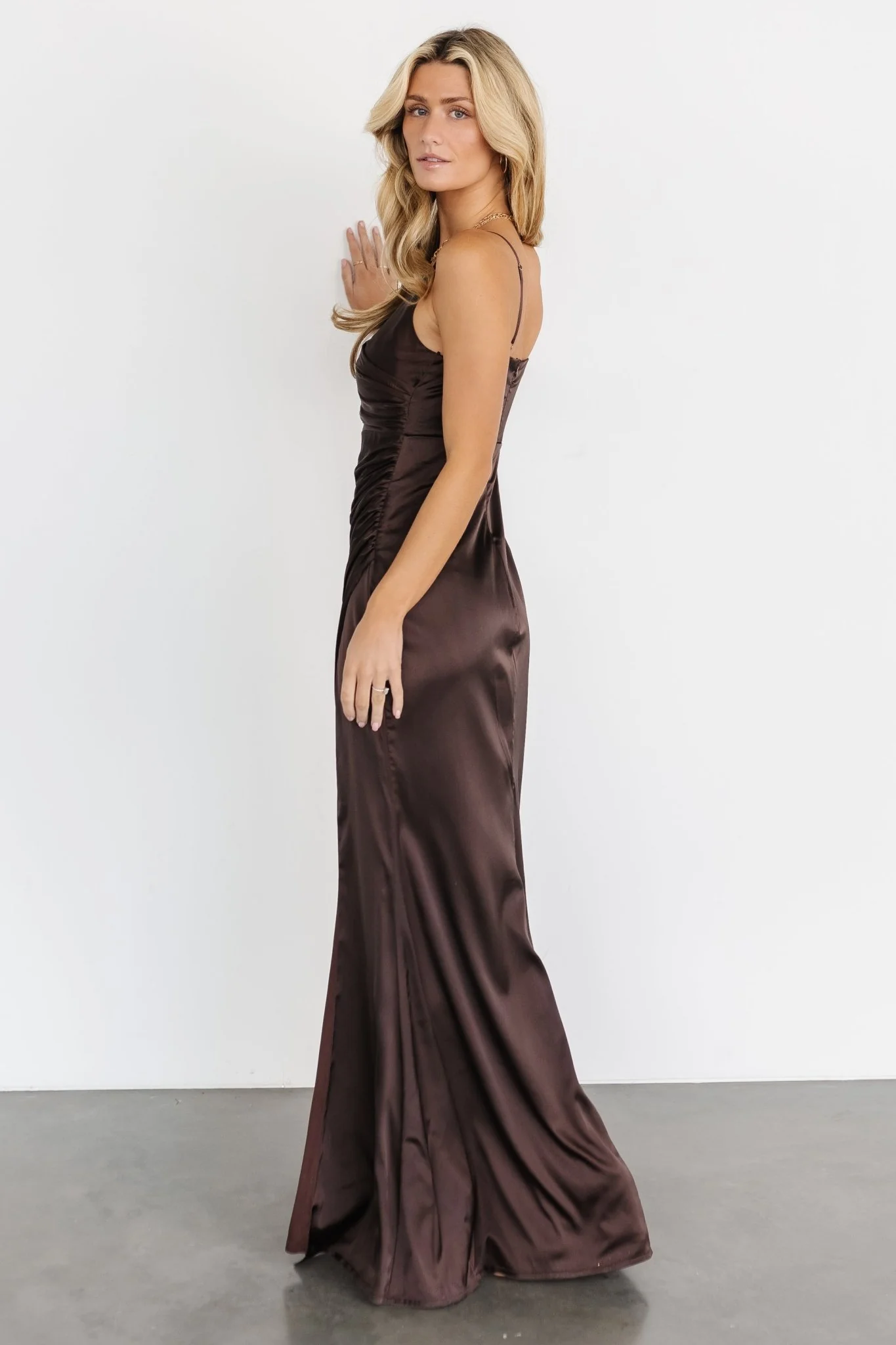 Monet Satin Gown | Dark Brown