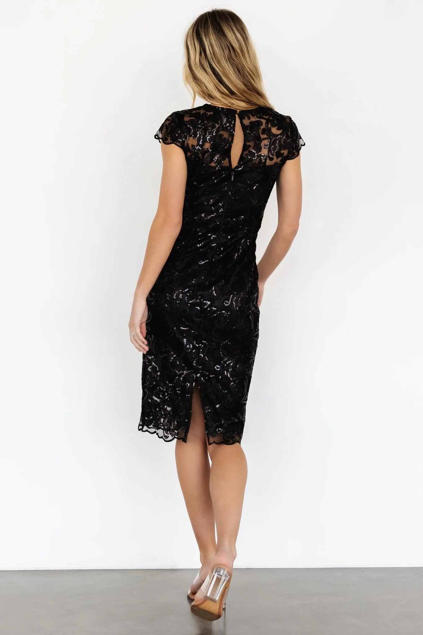 Jacqueline Embossed Midi Dress | Black