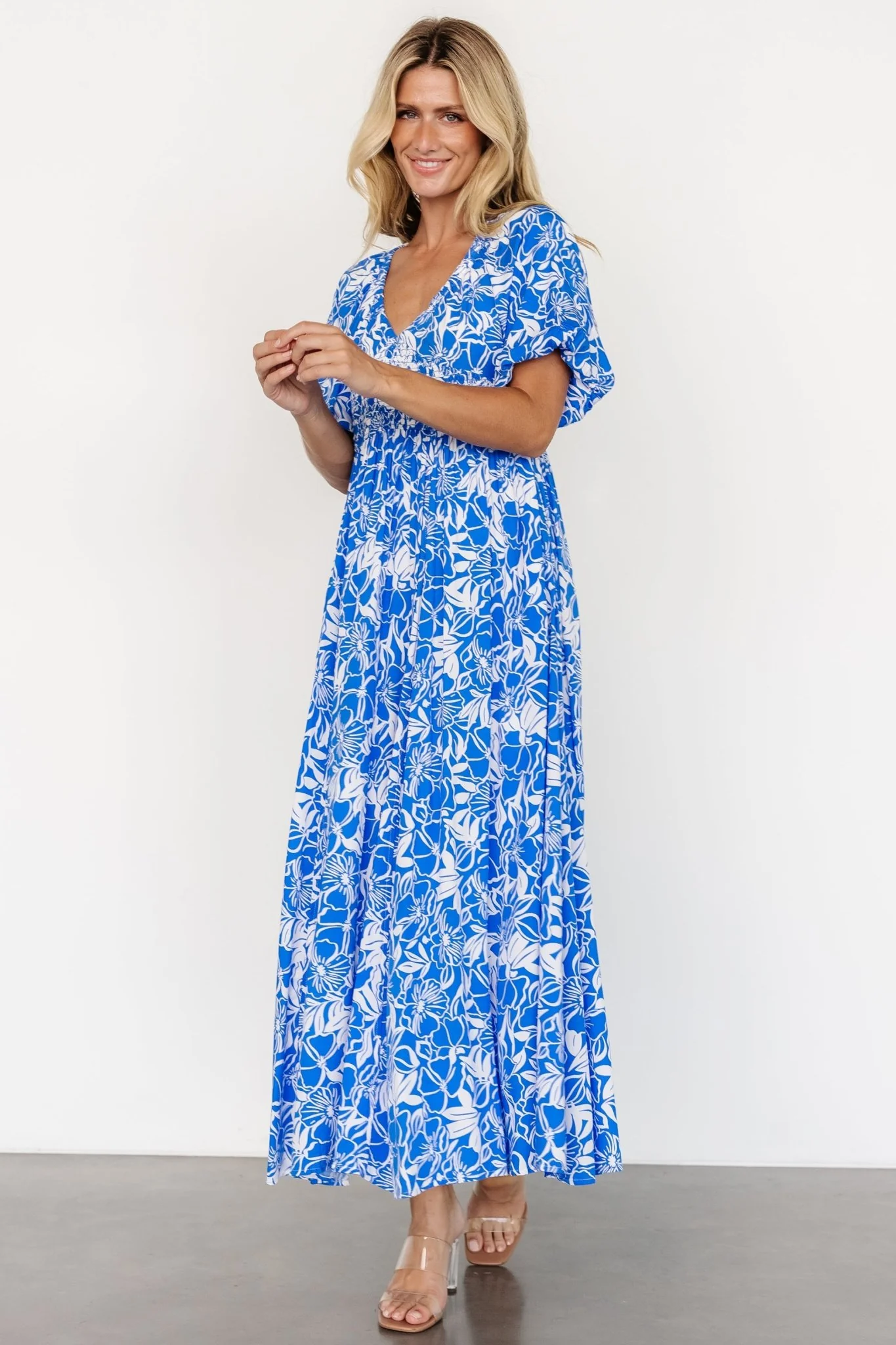 Elaine Maxi Dress | Blue + White
