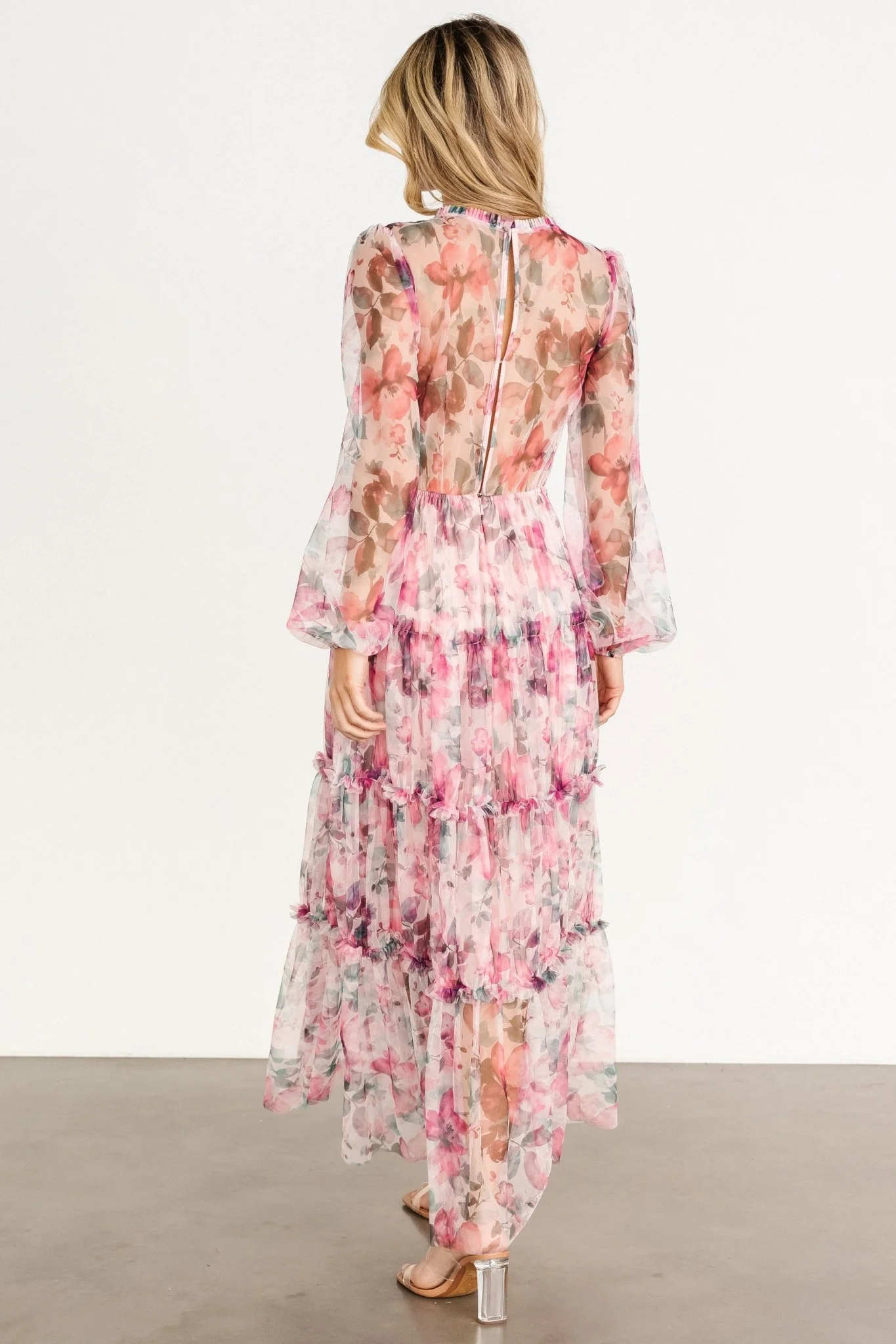 Stephanie Tiered Maxi Dress | Mauve Floral
