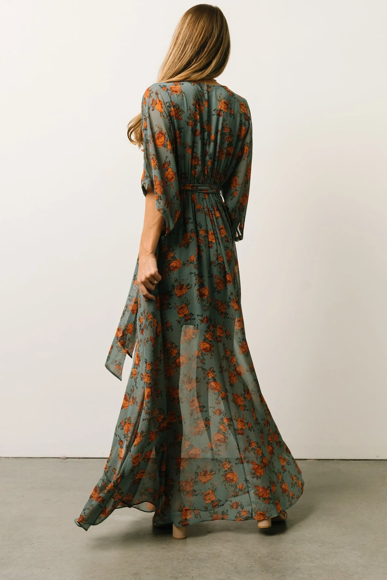 Kia Kimono Maxi Dress | Dusty Blue Floral