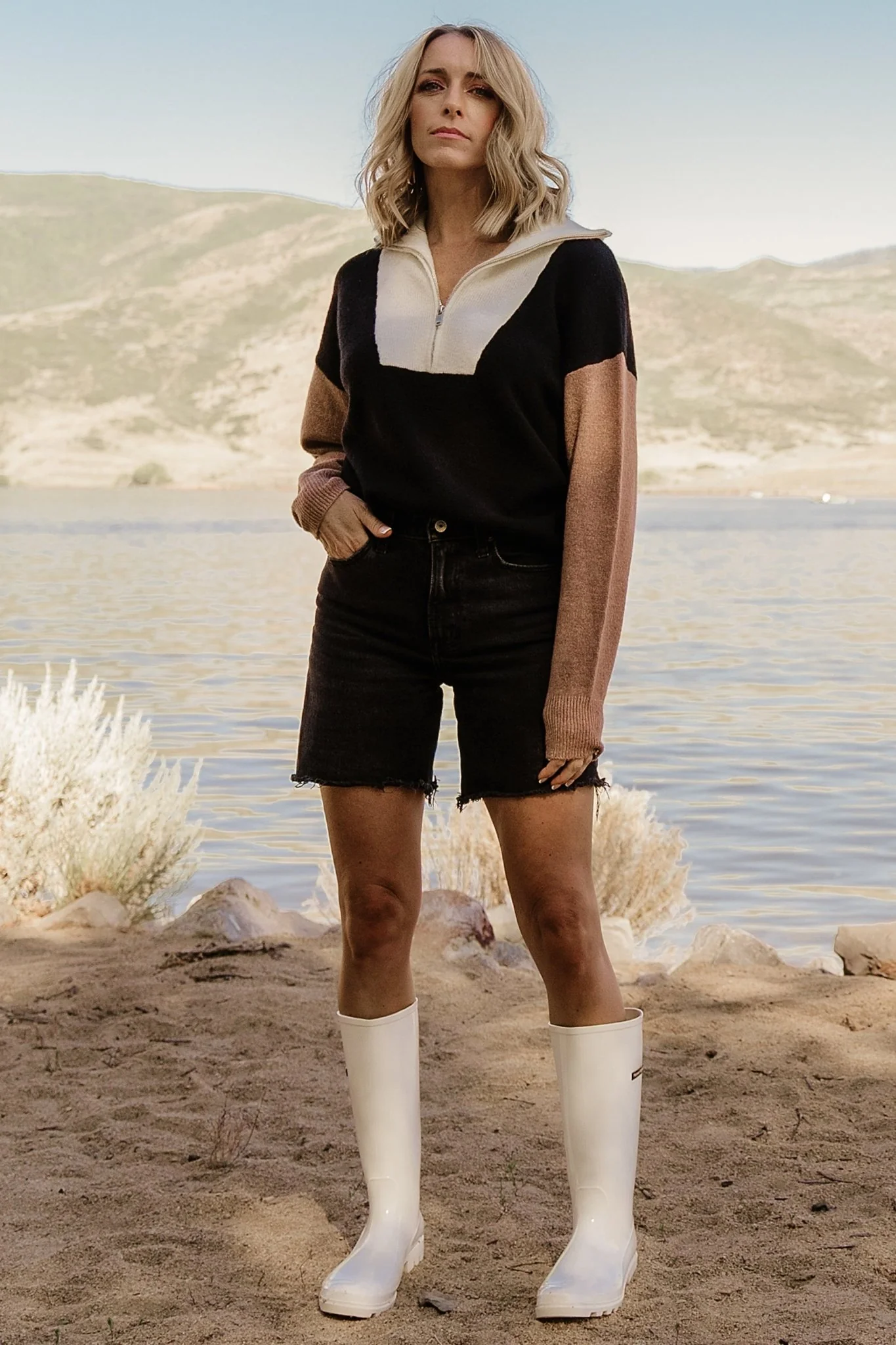 Sigrid Half-Zip Sweater | Black Multi