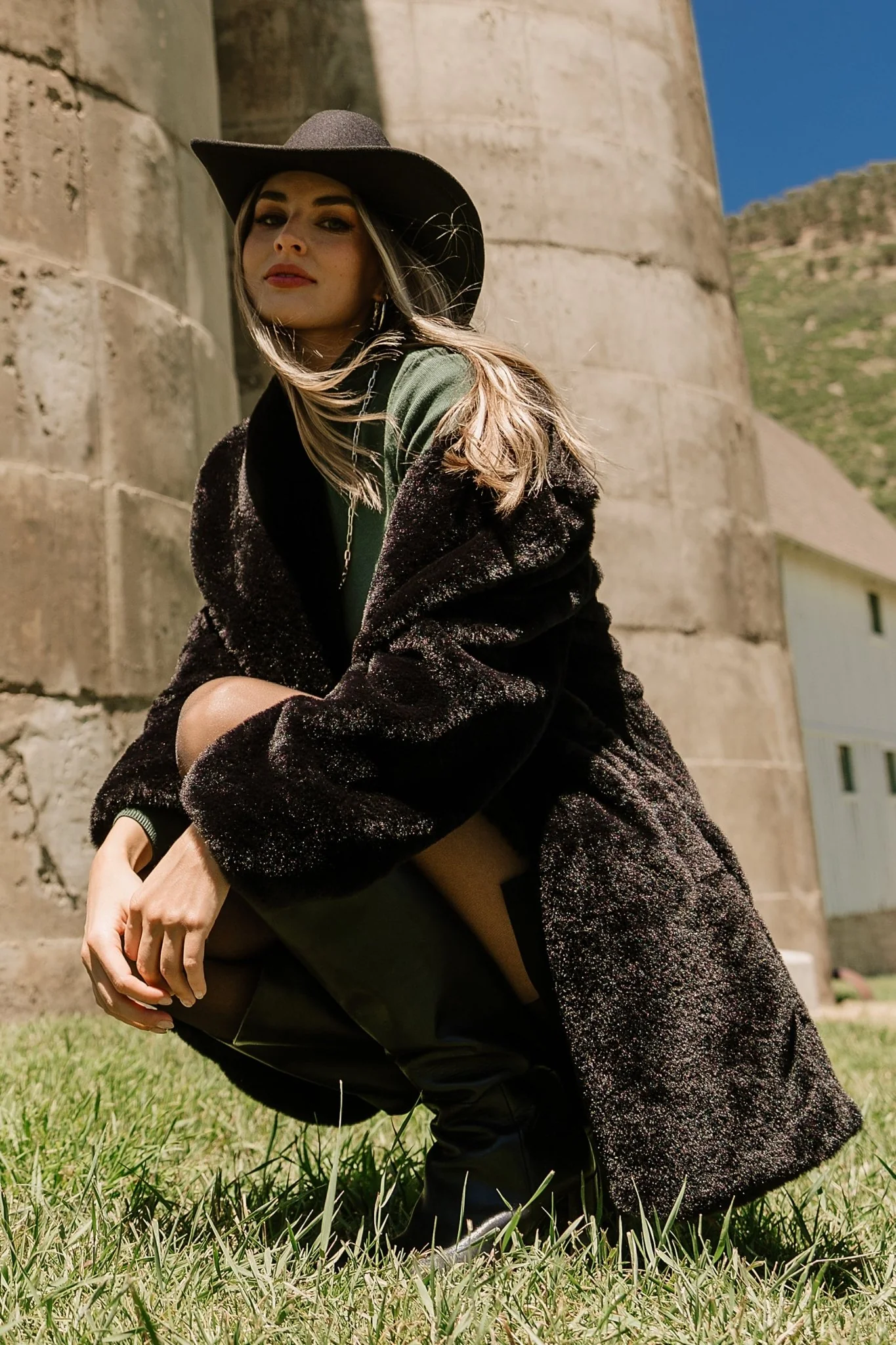 Narla Faux Fur Coat | Black