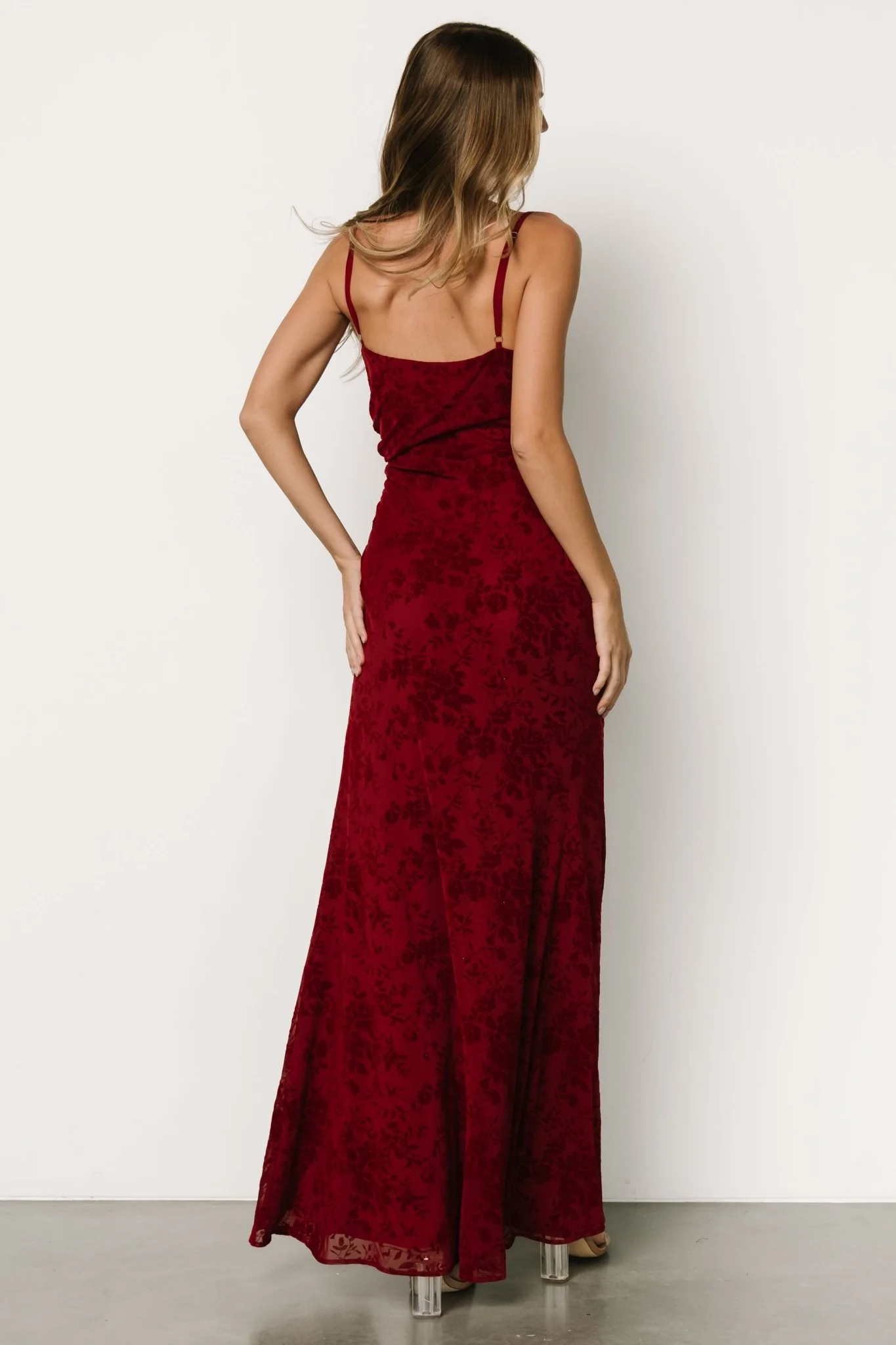 Ayesha Fitted Gown | Burgundy