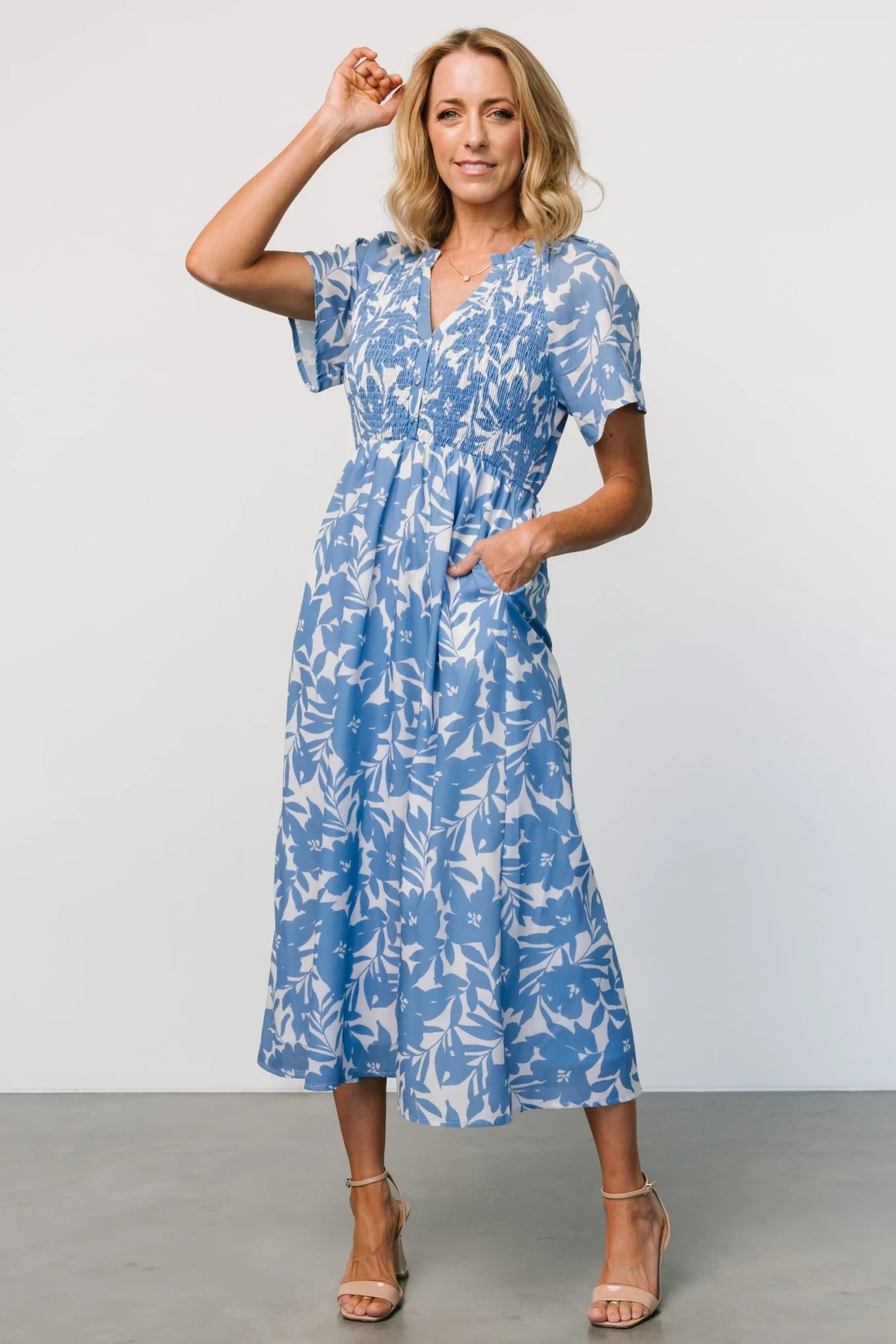 Annise Midi Dress | Blue Floral