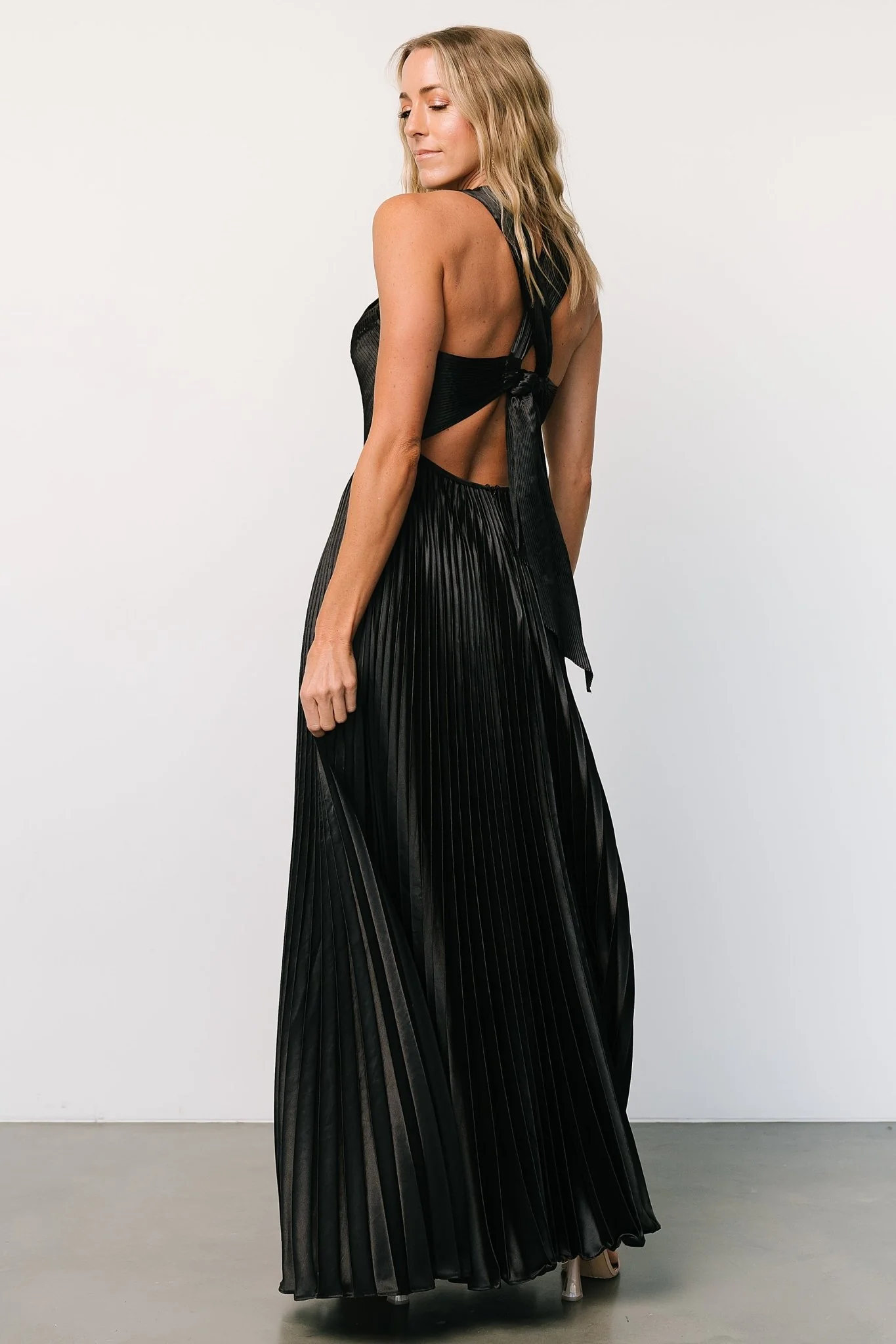 Sandra Pleated Maxi Dress | Black
