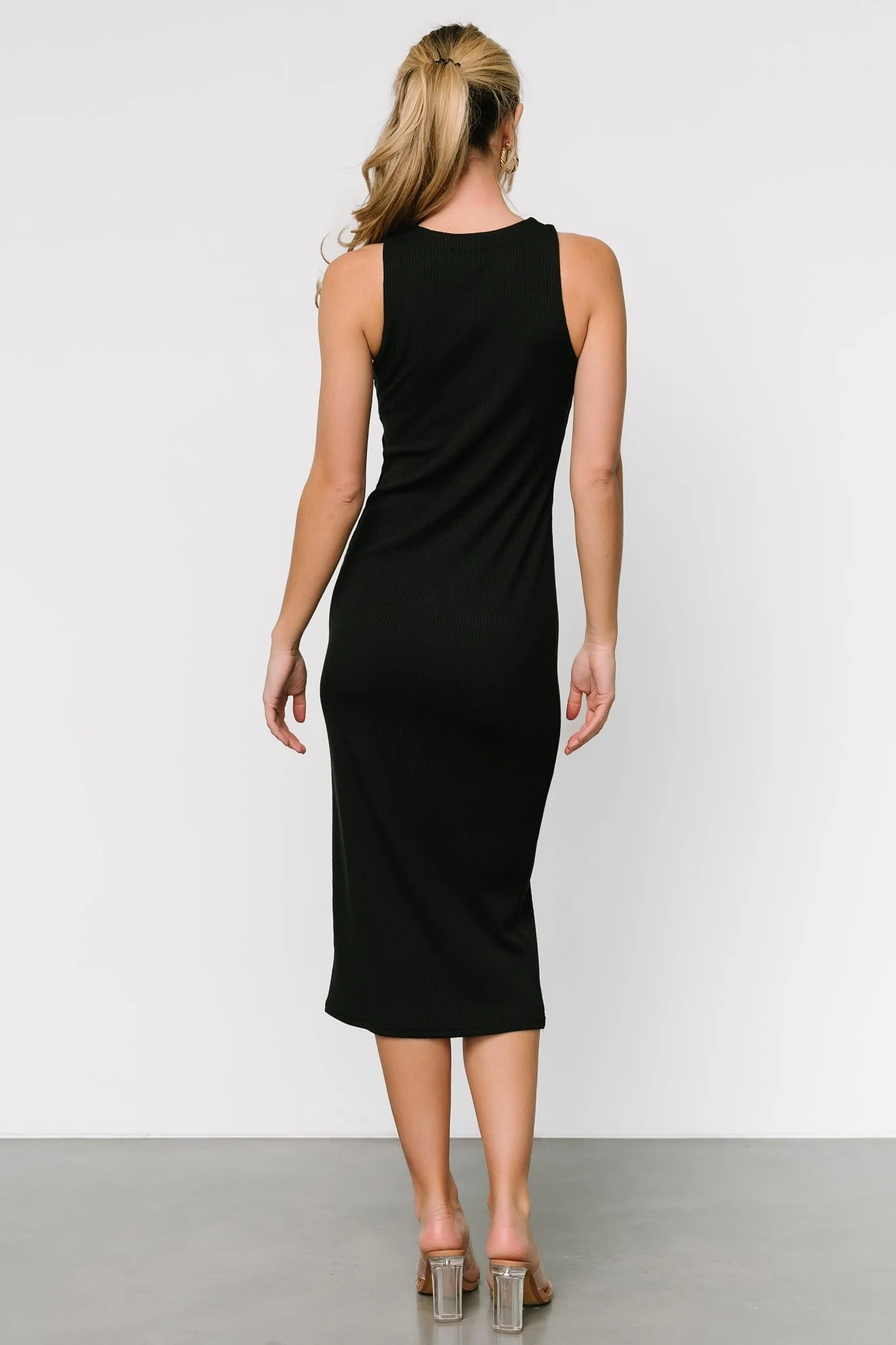 Ashley Ribbed Tank Dress | Black