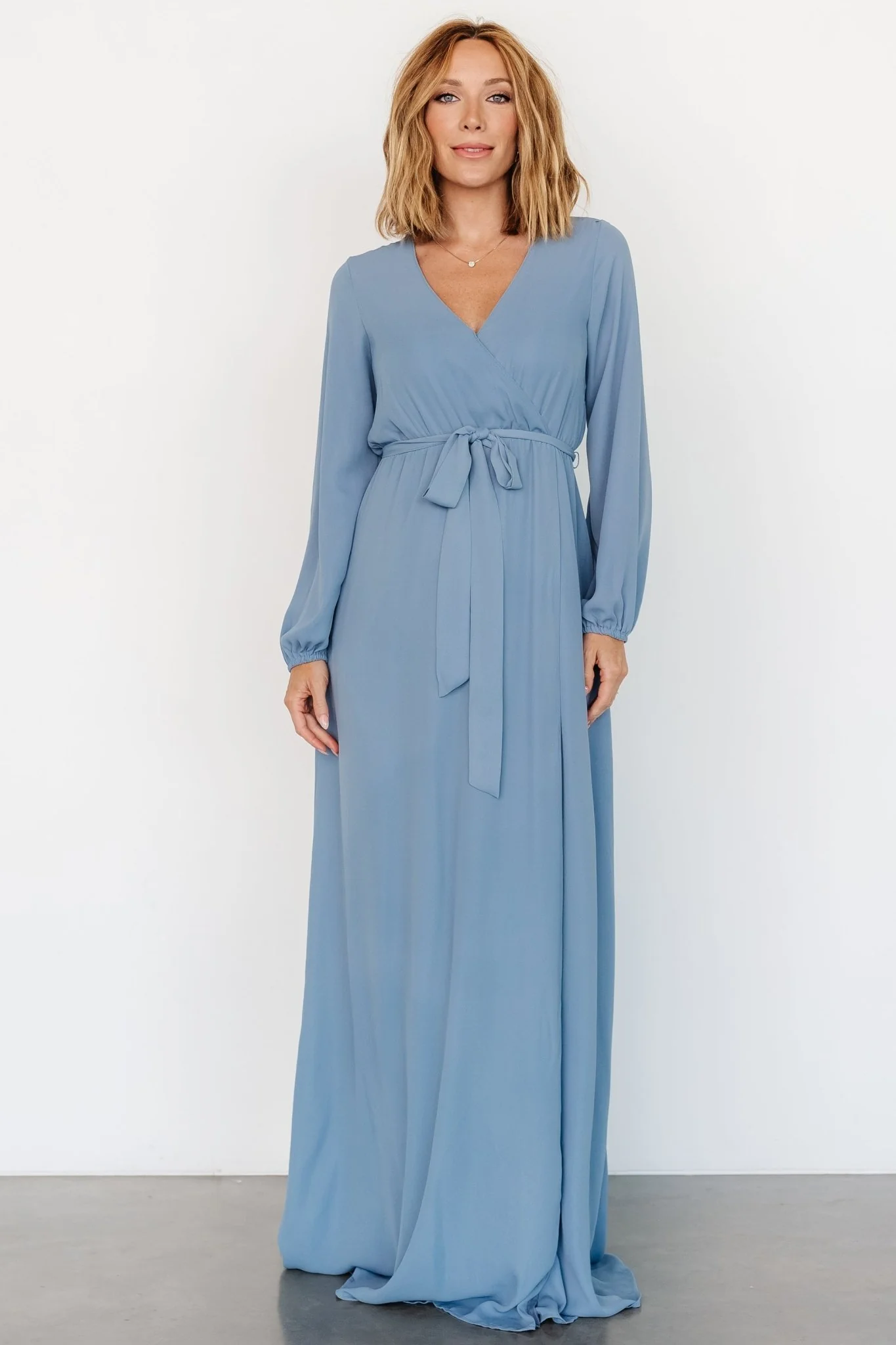 Breanne Faux Wrap Maxi Dress | Slate Blue