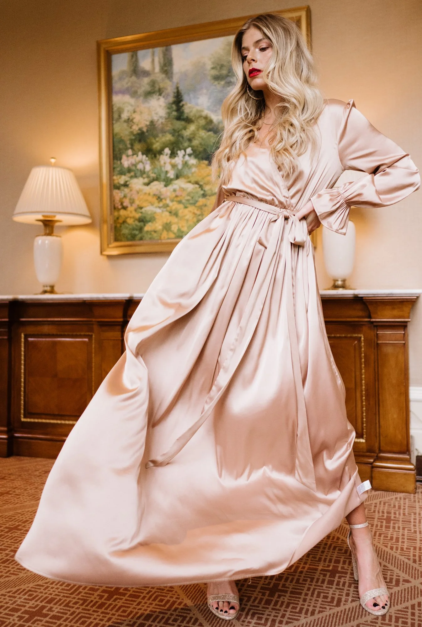 Holly Satin Maxi Dress | Champagne