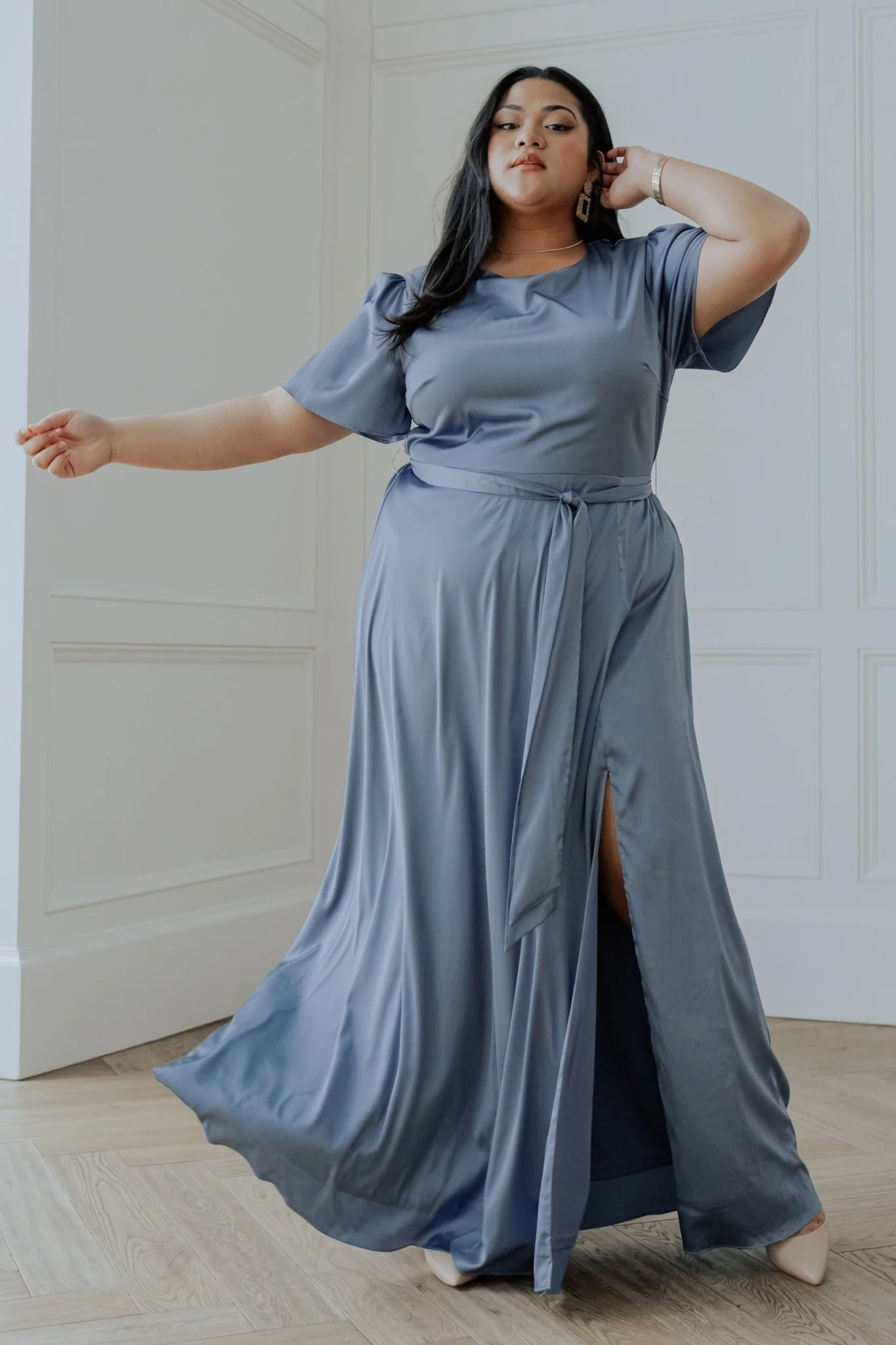 Agnes Satin Maxi Dress | Whisper Blue