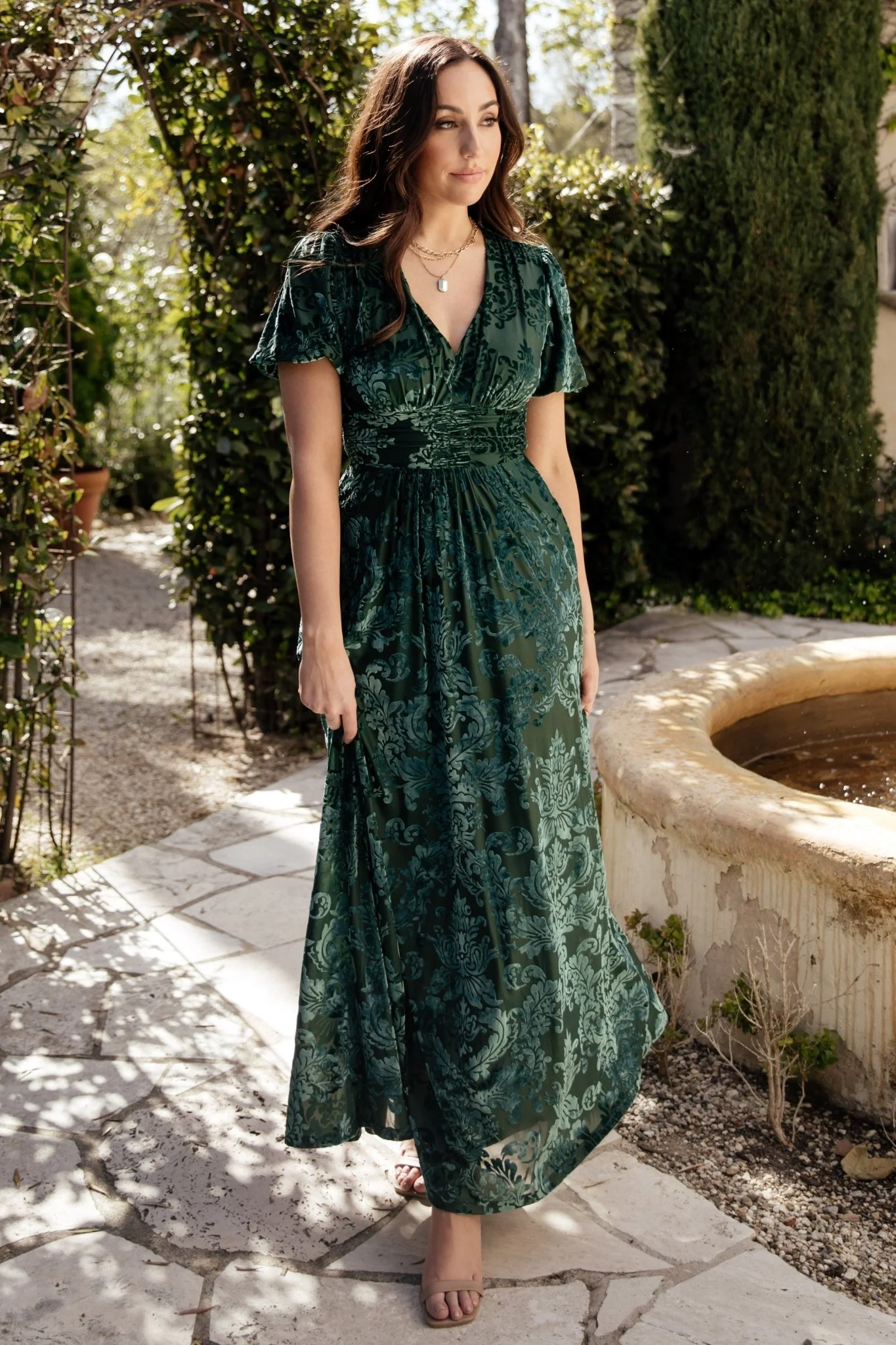 Leslie Velvet Maxi Dress | Pine