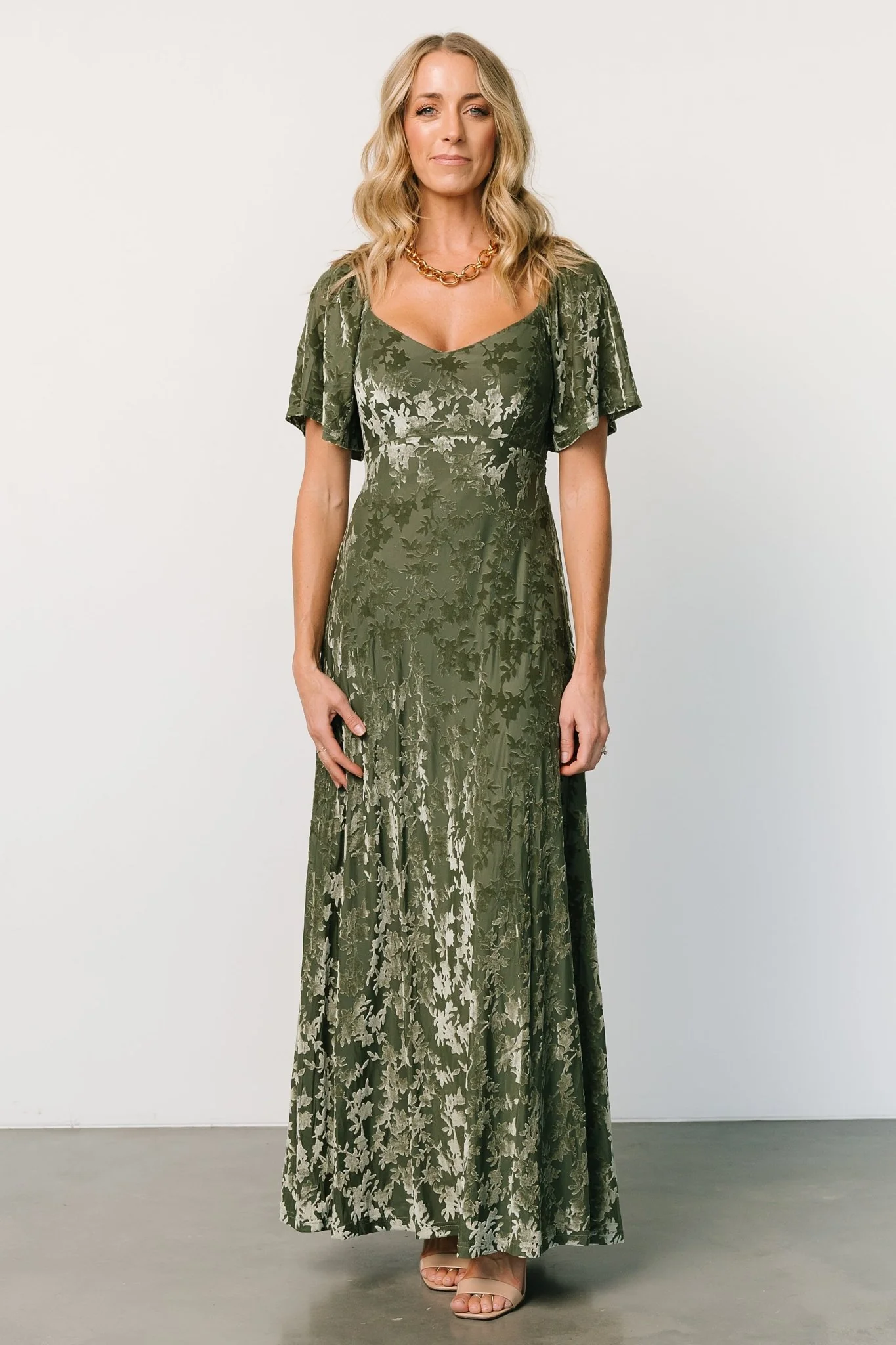 Everley Velvet Maxi Dress | Dark Sage