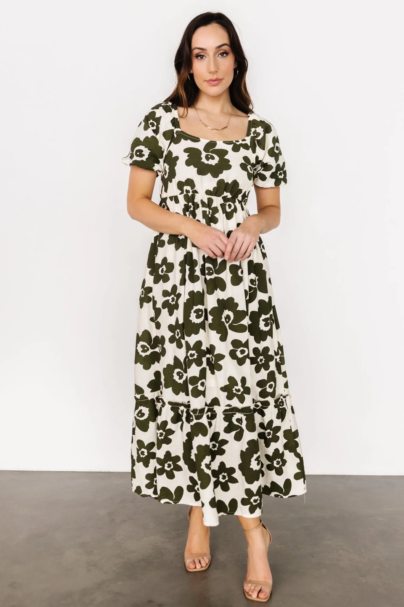 Kasey Maxi Dress | Olive + Ivory Print