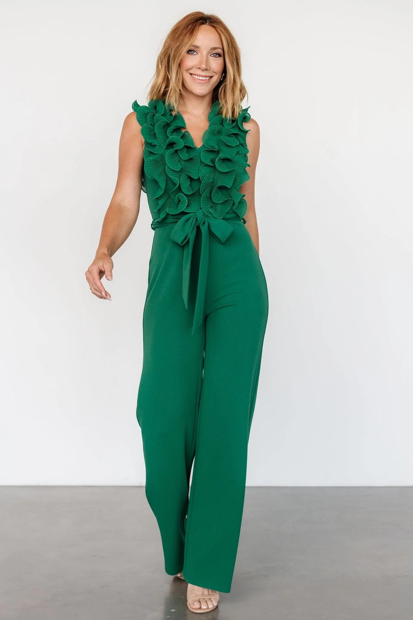 Tyra Ruffle Tank Jumpsuit | Green