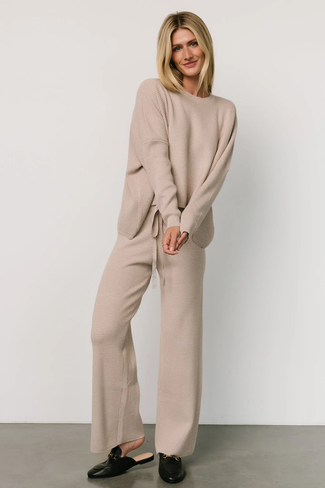 Owen Waffle Sweater Top | Oatmeal