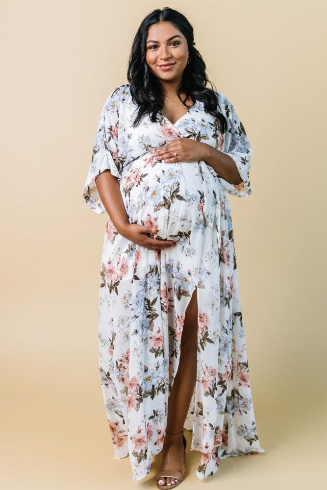 Kia Kimono Maxi Dress | White Floral