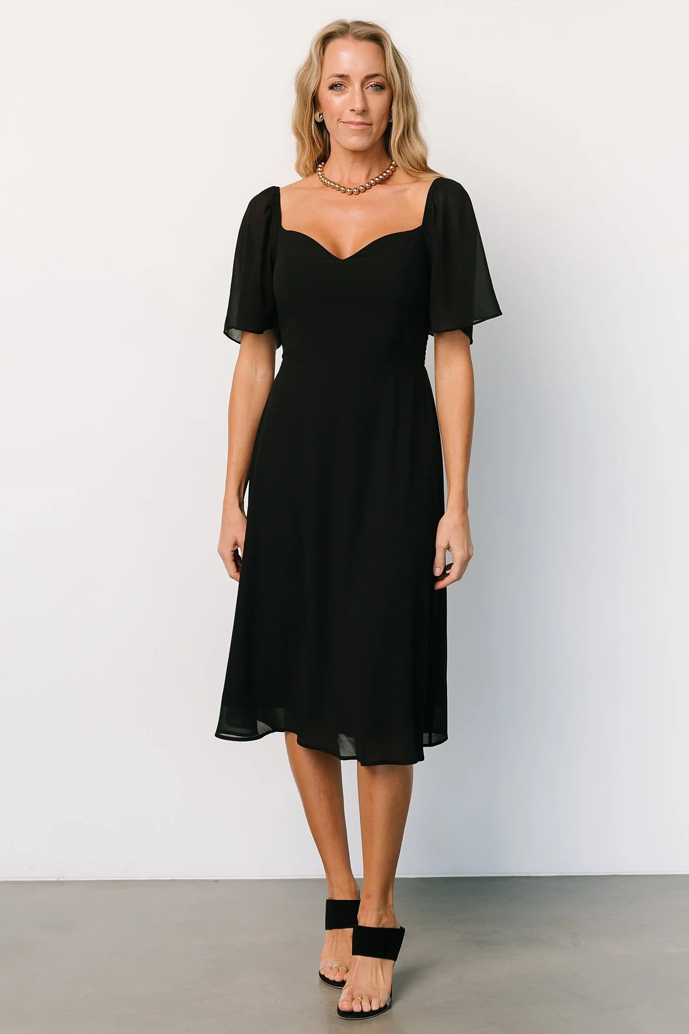 Colette Sweetheart Midi Dress | Black