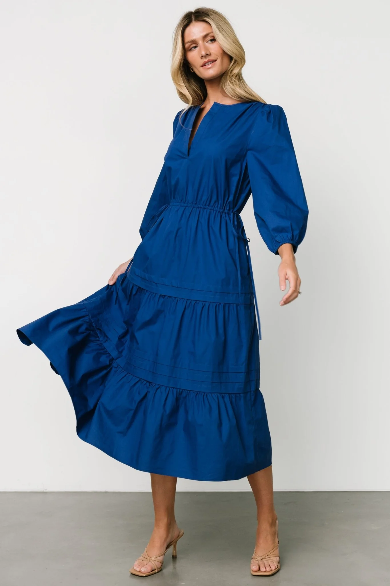 Santa Fe Poplin Midi Dress | Cobalt
