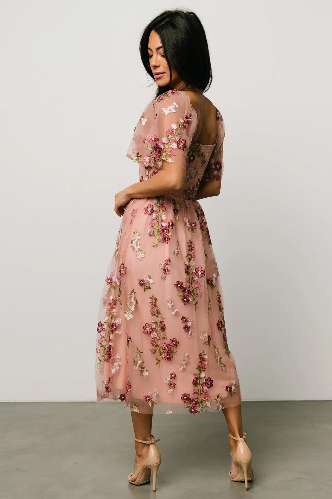 Gwyneth Tulle Midi Dress | Blush Floral