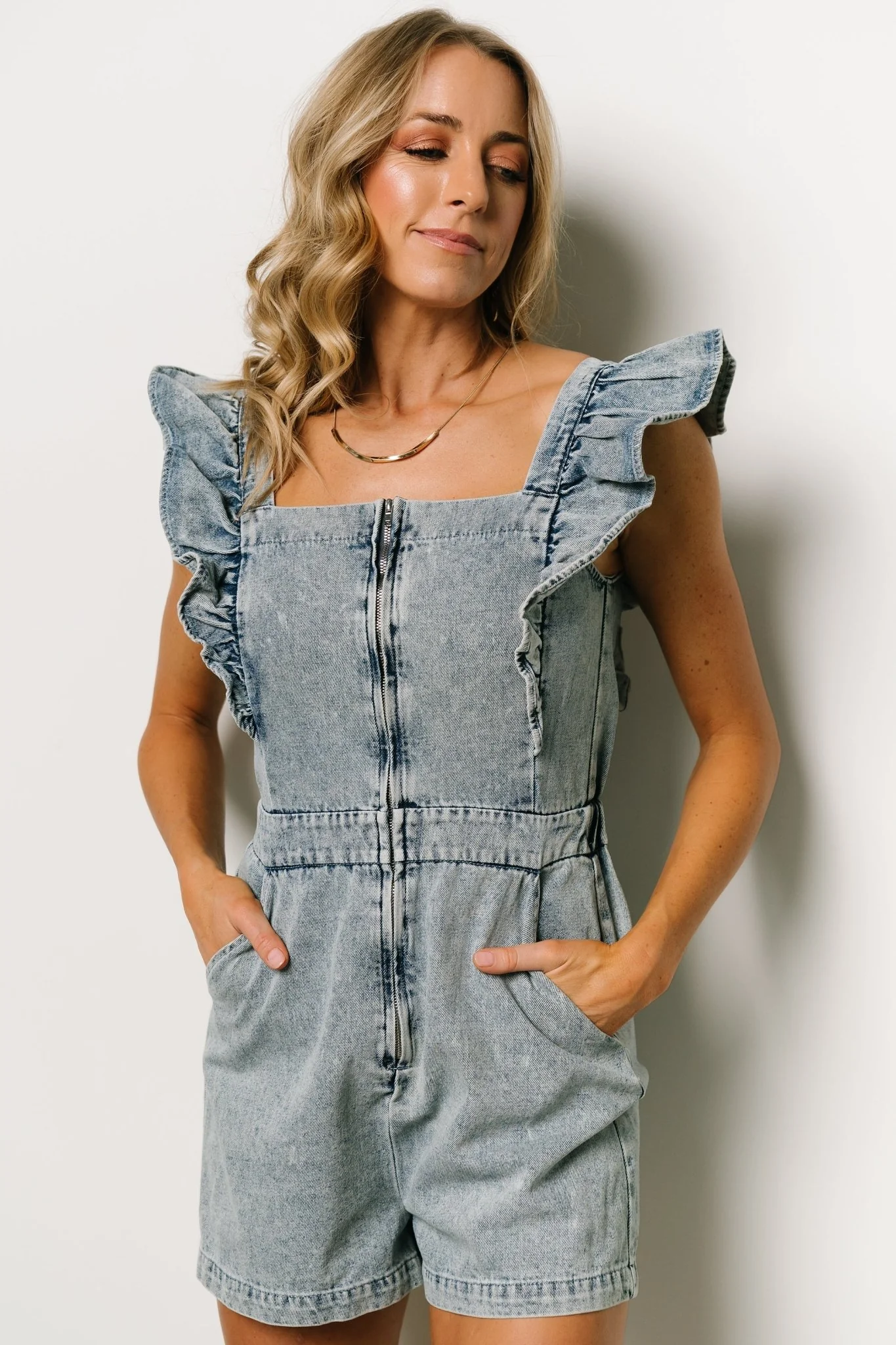 Montgomery Denim Romper | Blue