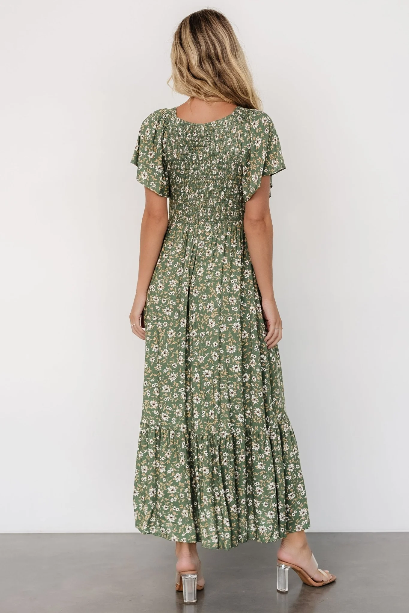 Joanie Smocked Dress | Green Floral