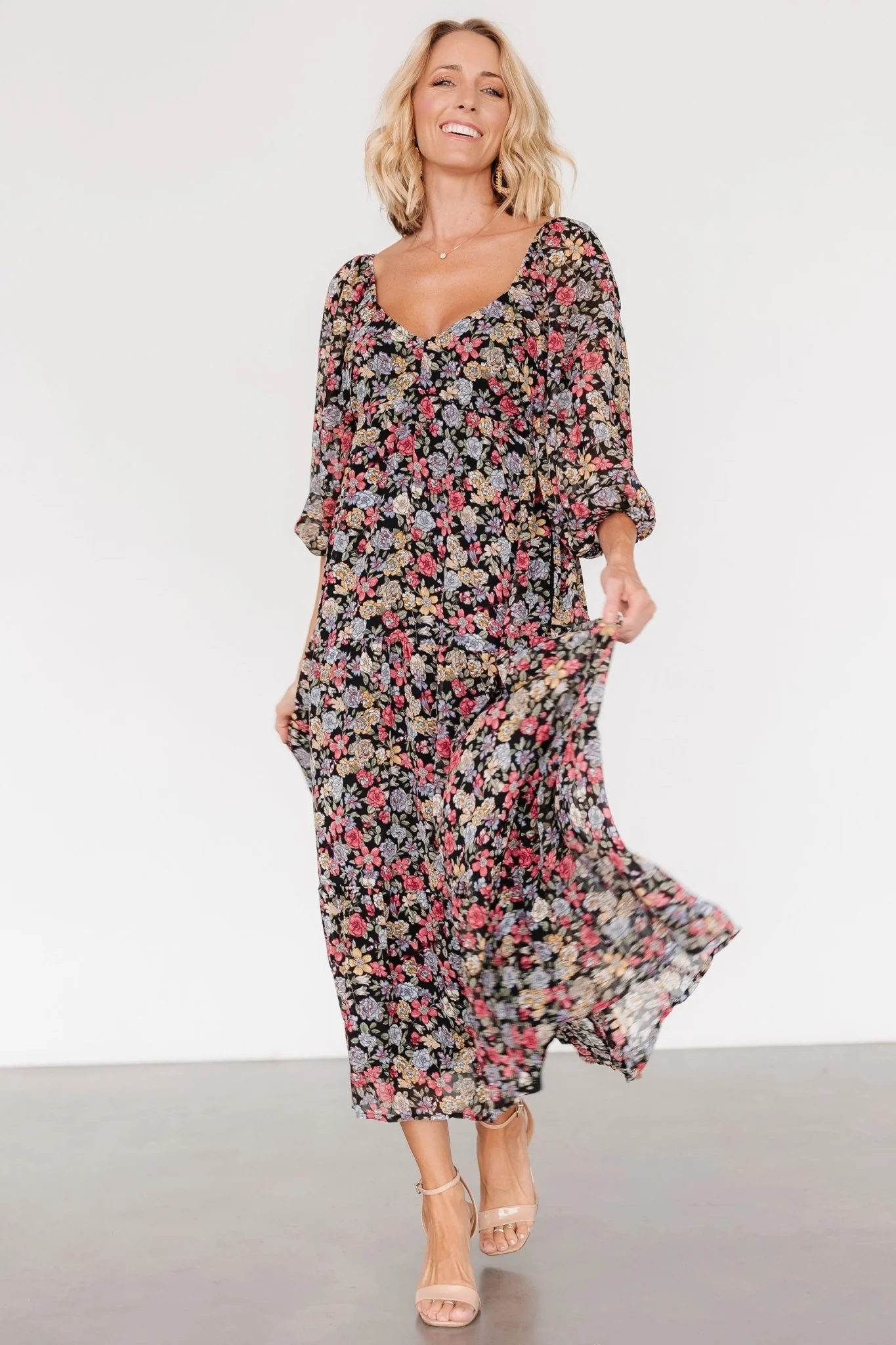 Nevaeh Bubble Sleeve Dress | Multi Floral
