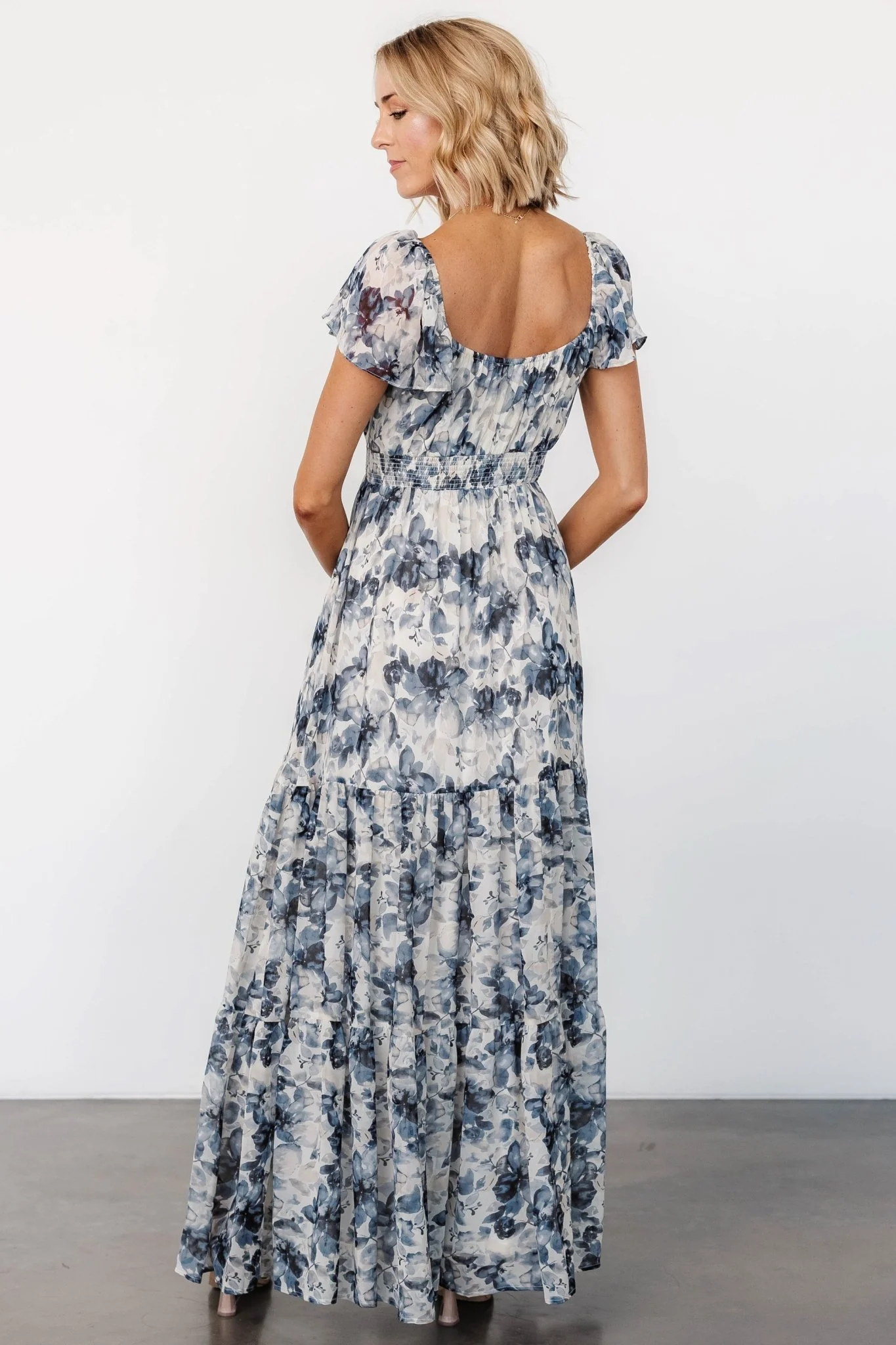 Genevive Maxi Dress | Cream + Blue Floral