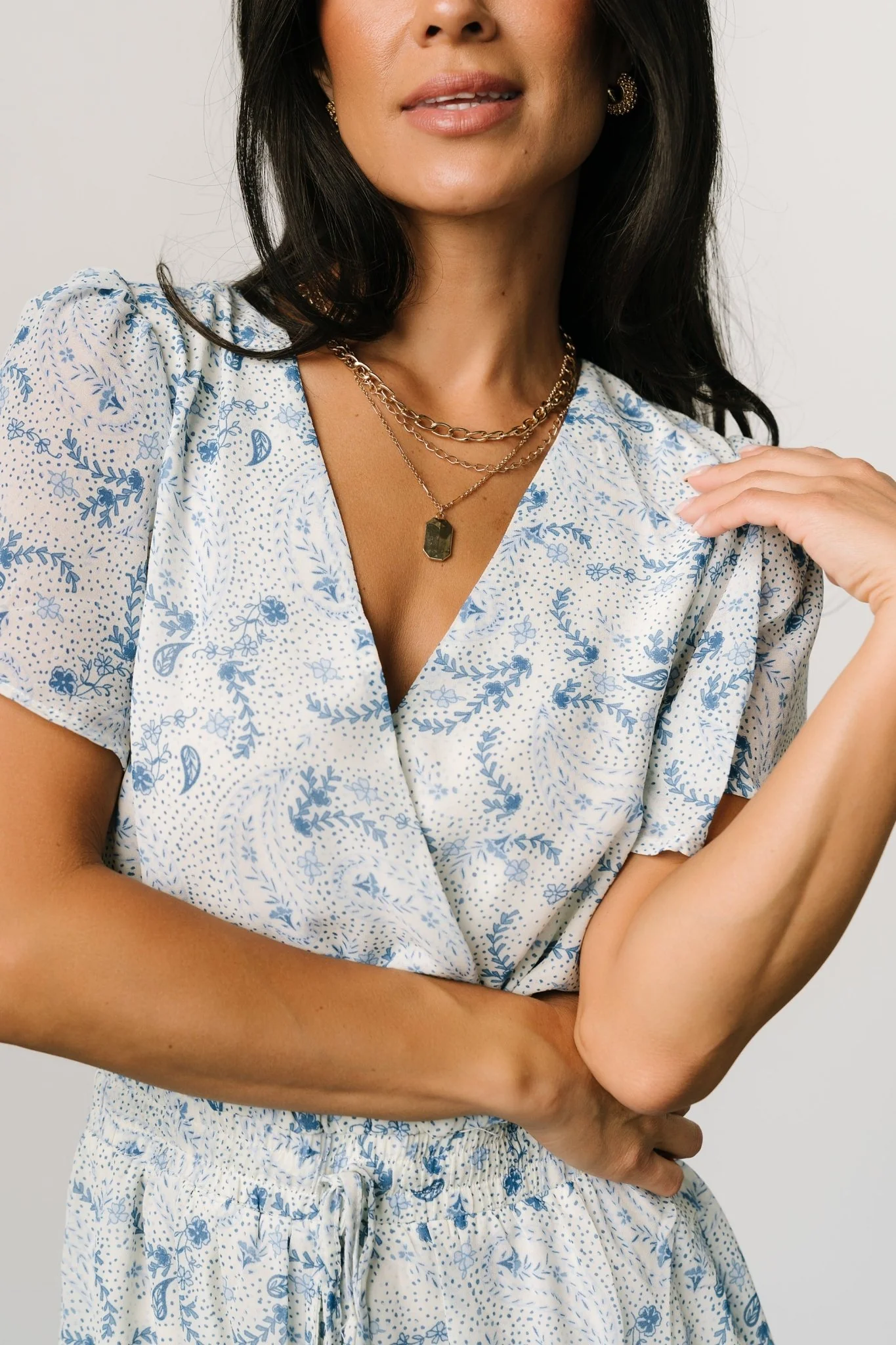 Candy Romper | Off White + Blue