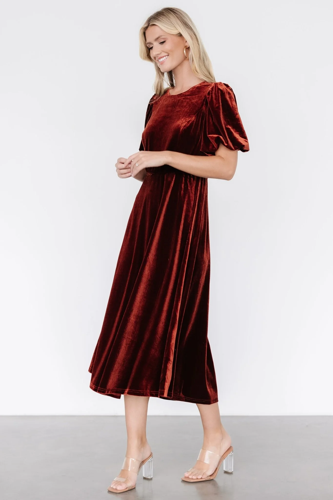 Nita Velvet Midi Dress | Deep Cinnamon