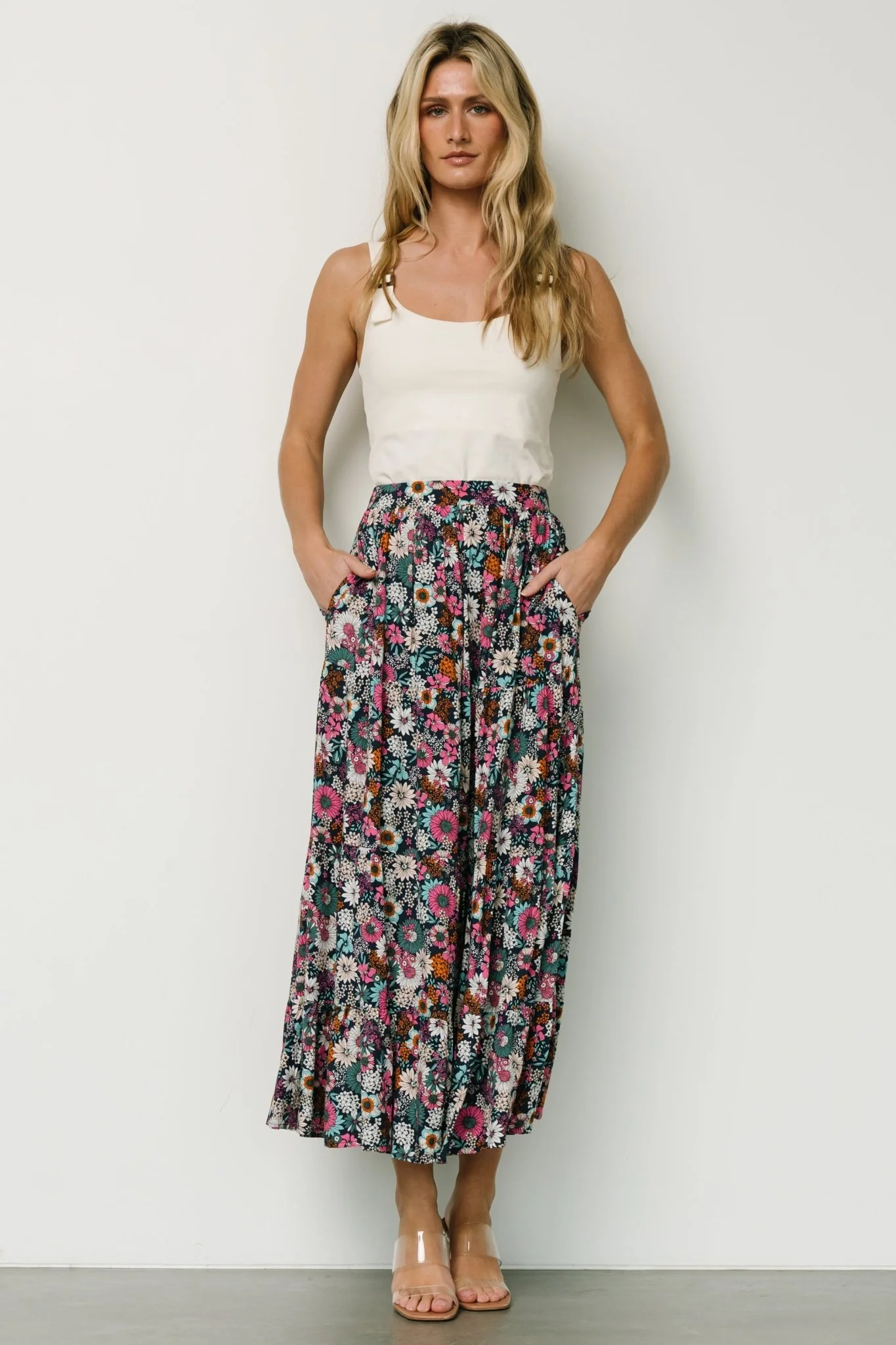Reilly Maxi Skirt | Navy Flower Print