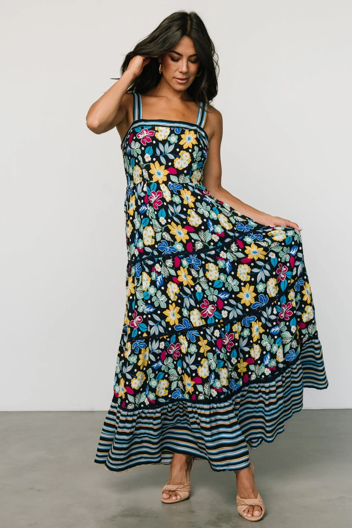 Lucia Tank Maxi Dress | Black Multi Print