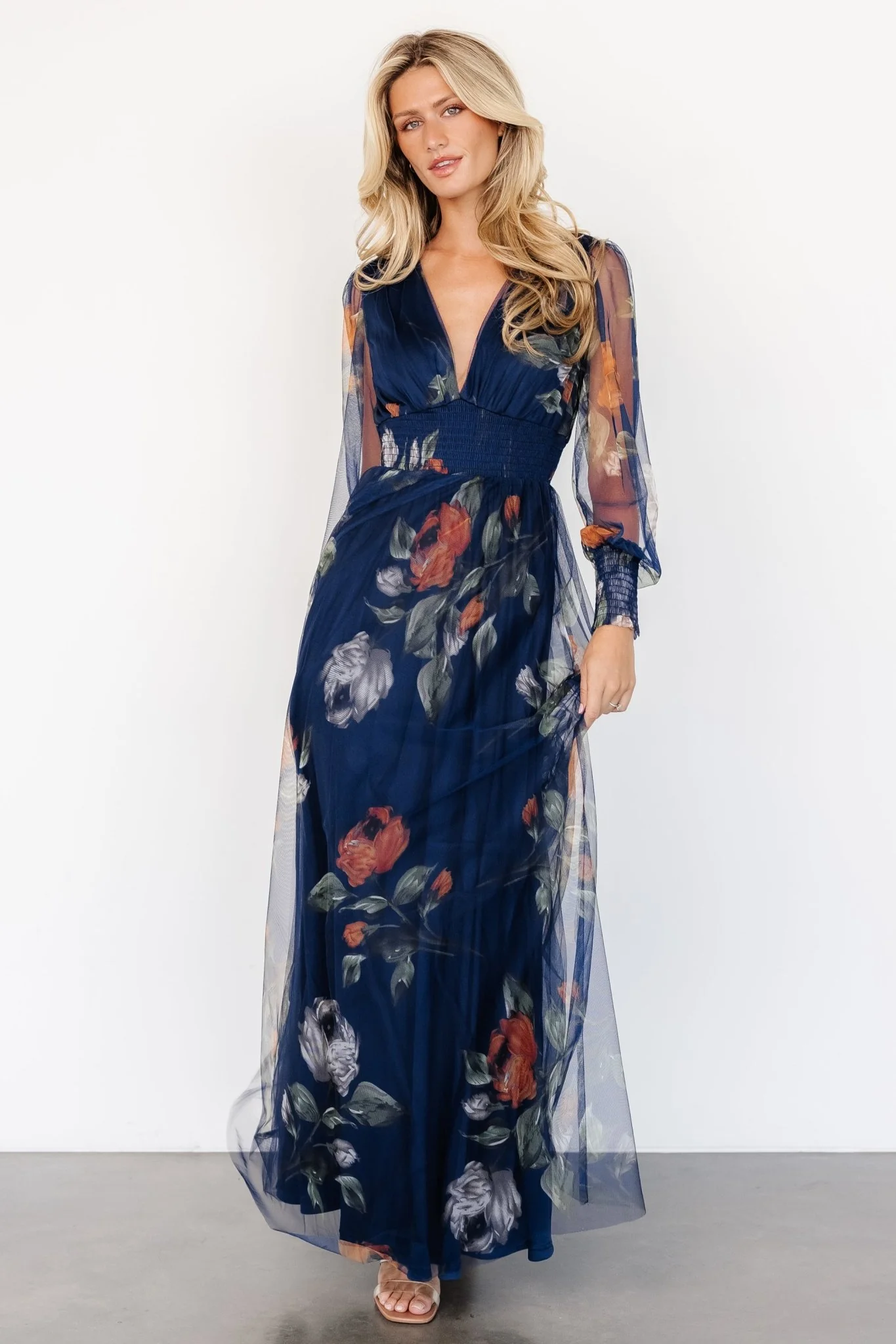 Layla Tulle Maxi Dress | Navy Blue Floral