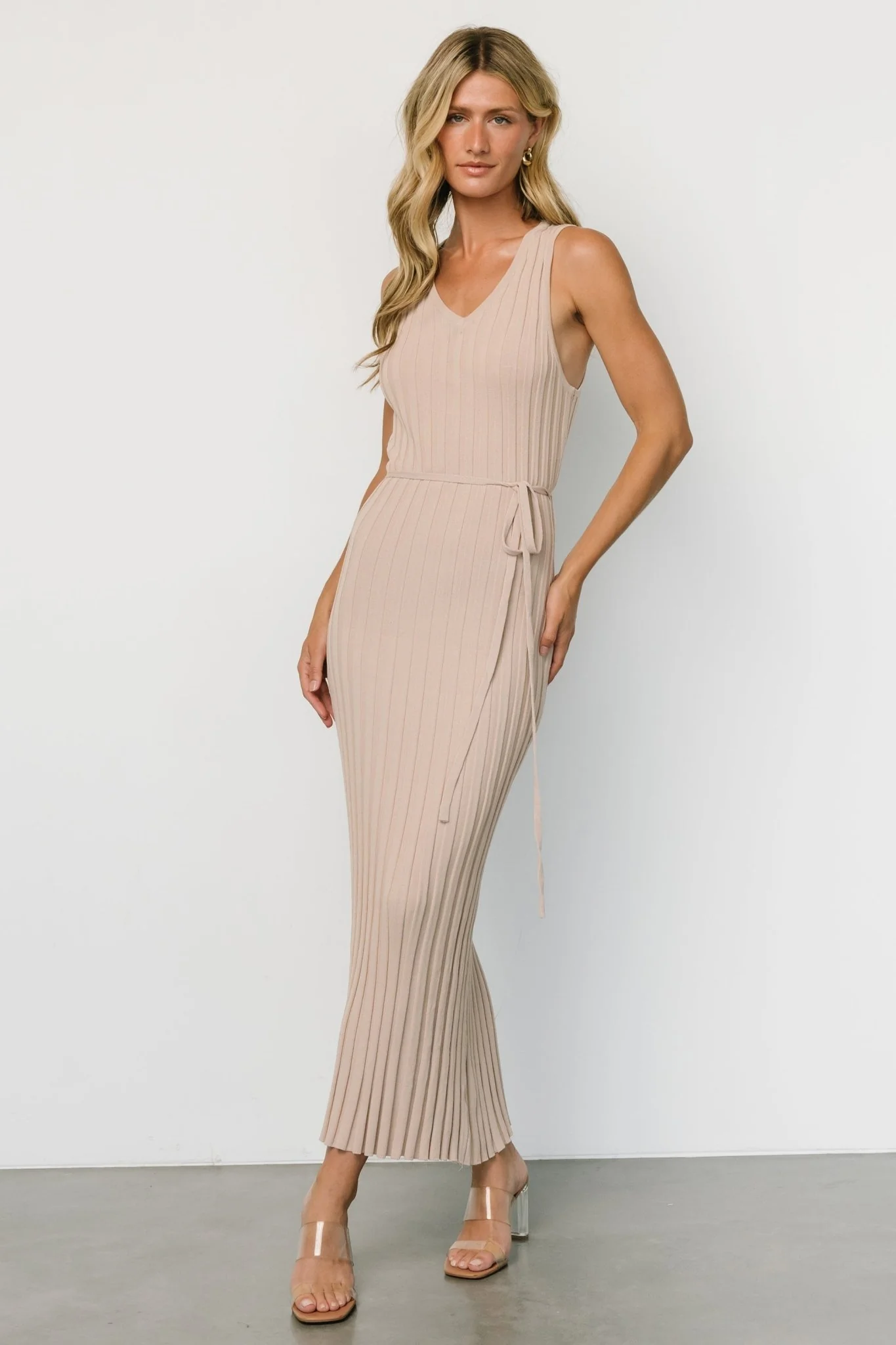 Drew Ribbed Knit Dress | Natural