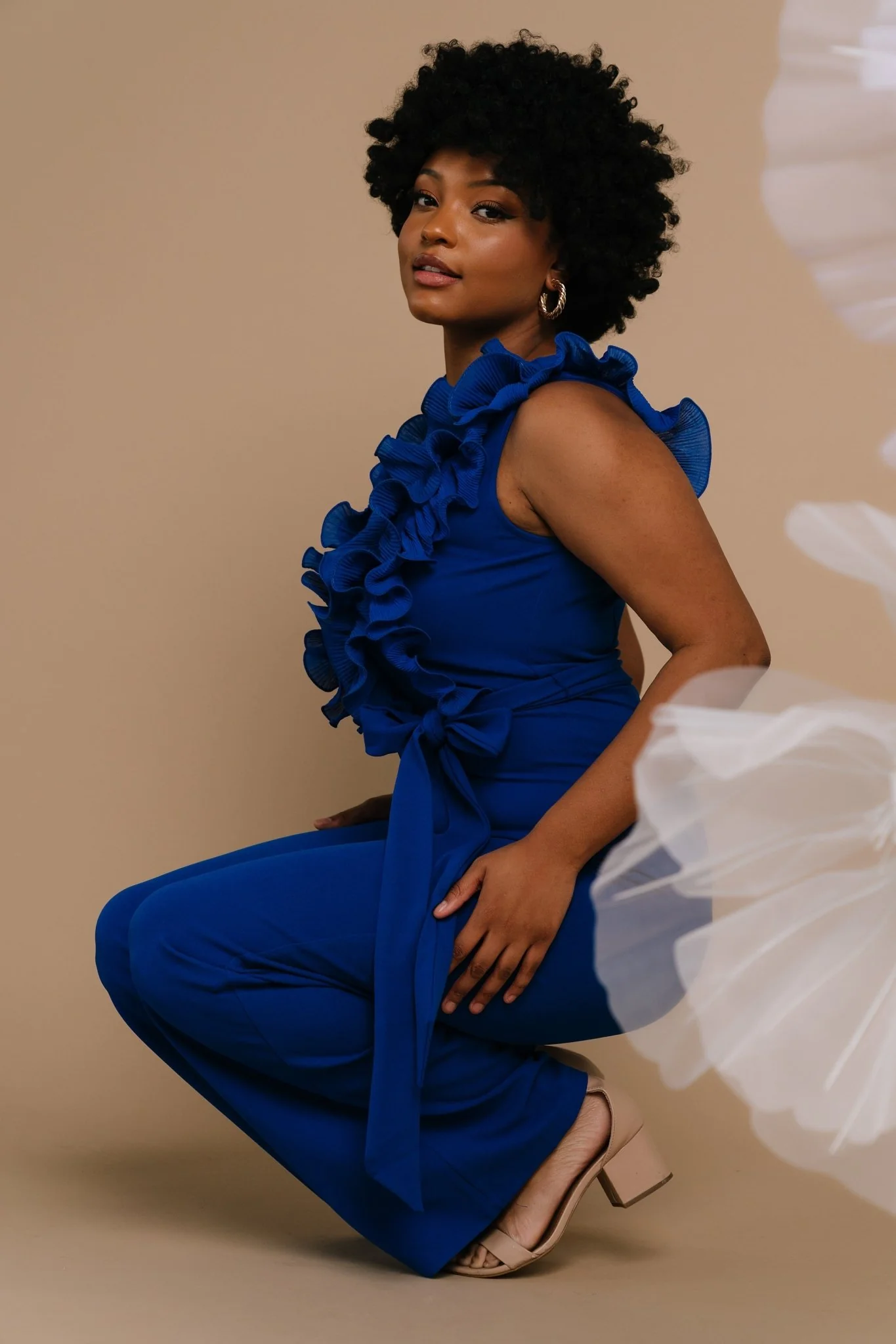 Tyra Ruffle Tank Jumpsuit | Cobalt